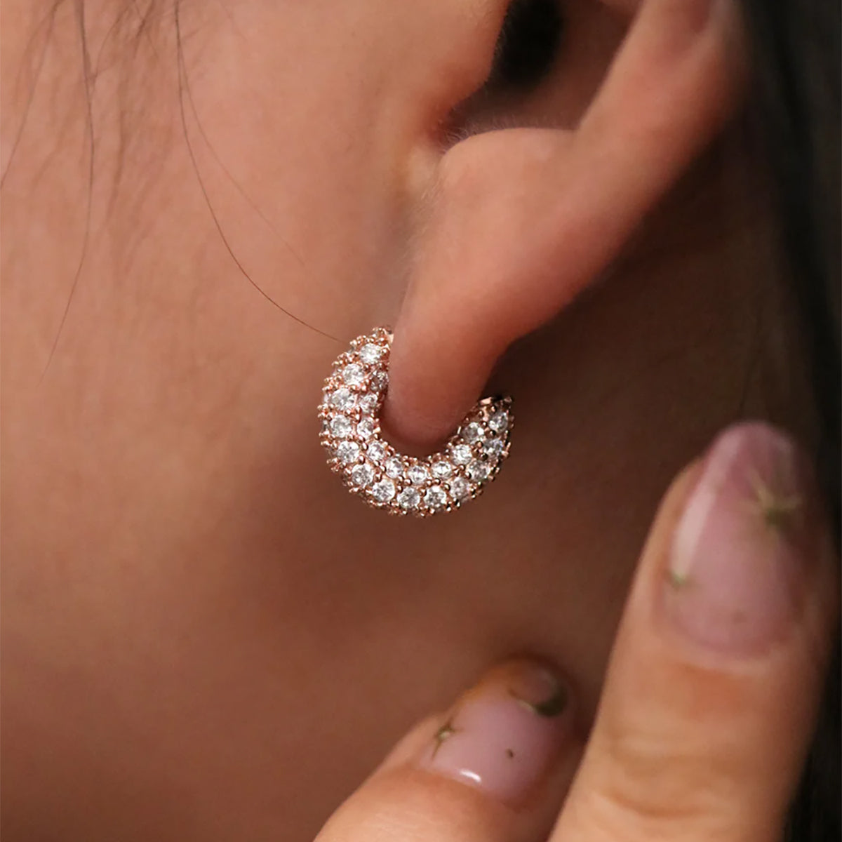 Gemstone semi-hoop earrings