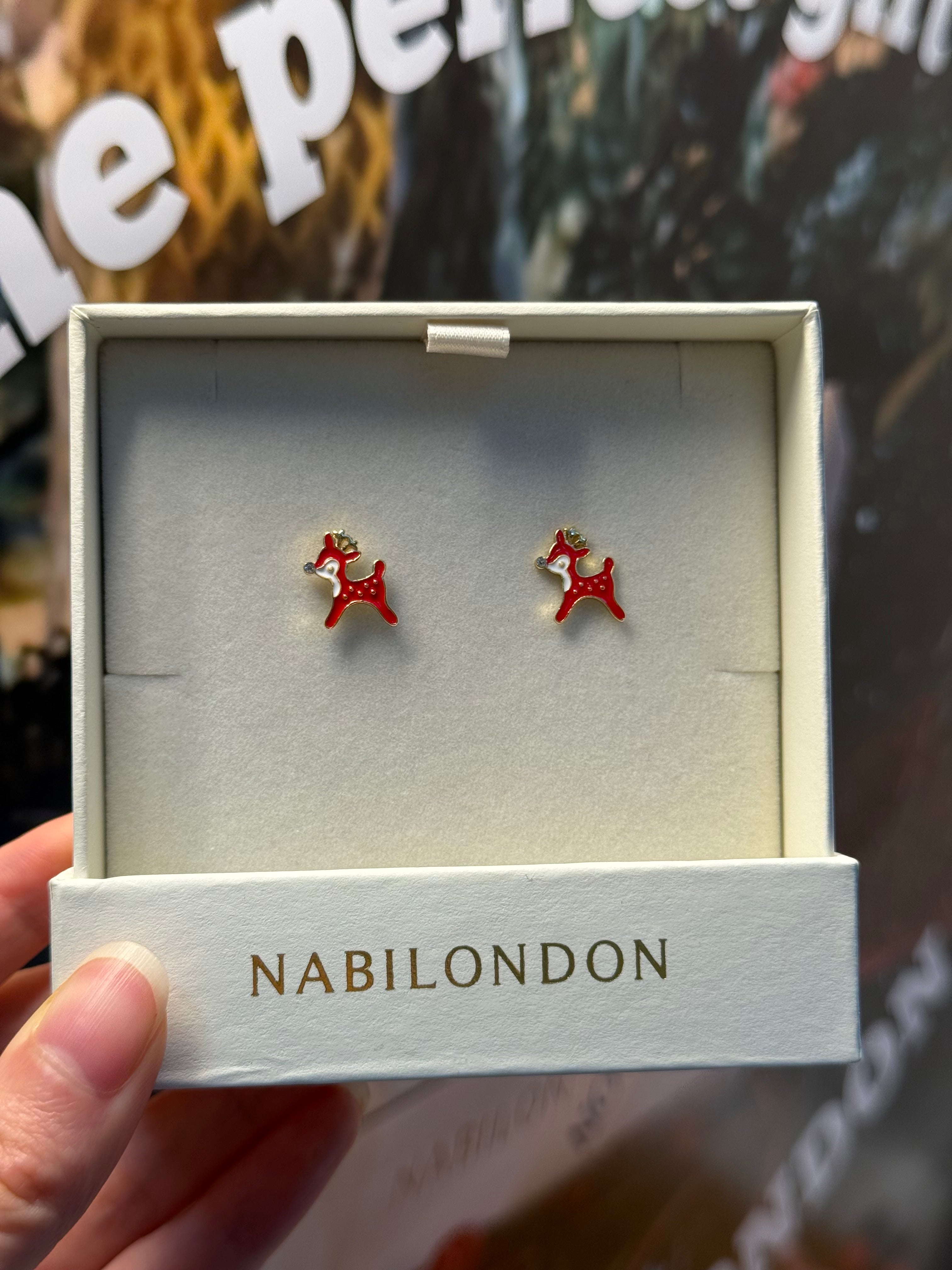 Christmas reindeer cubic earrings