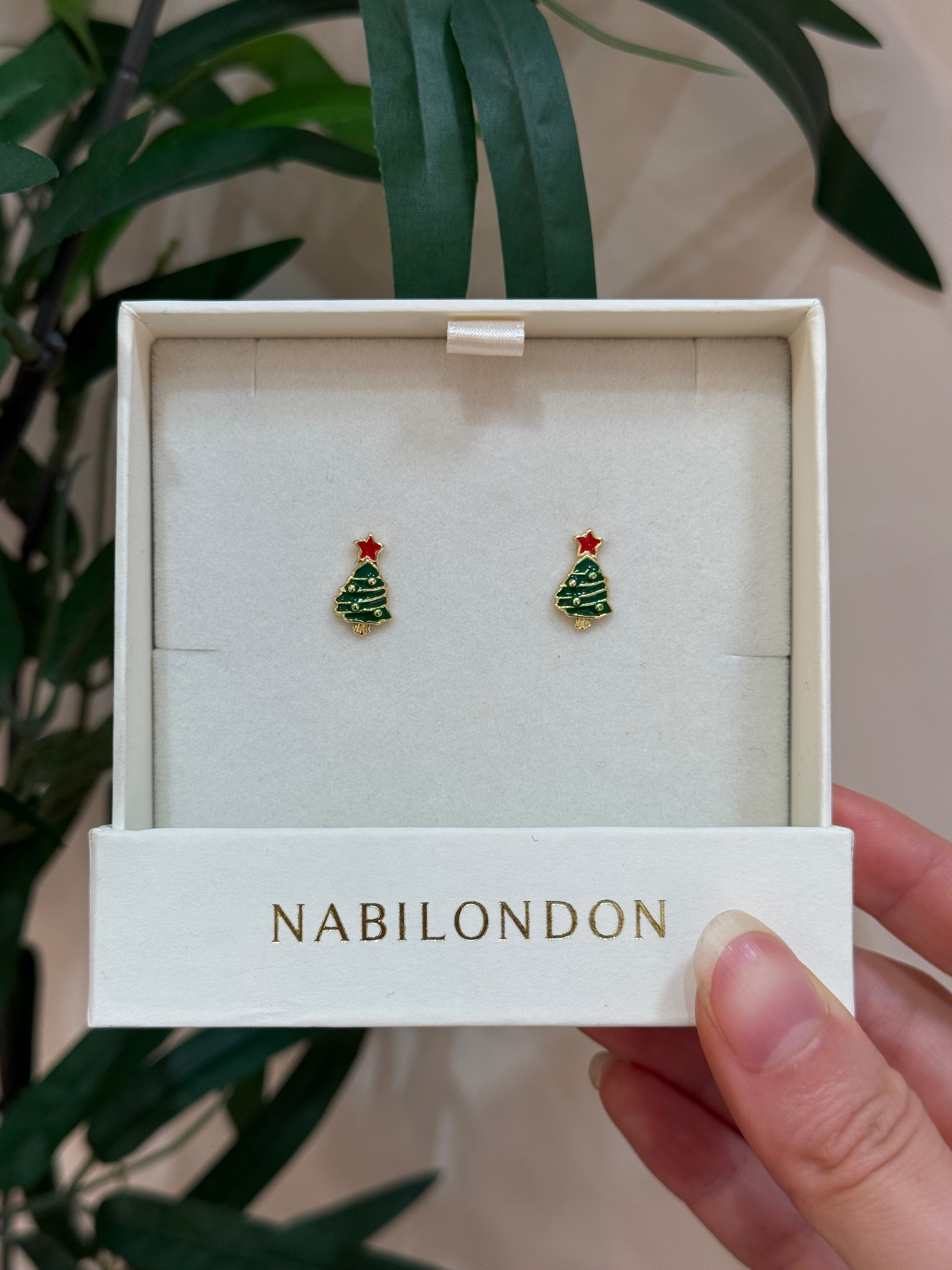 Christmas tinsel baubles tree earrings