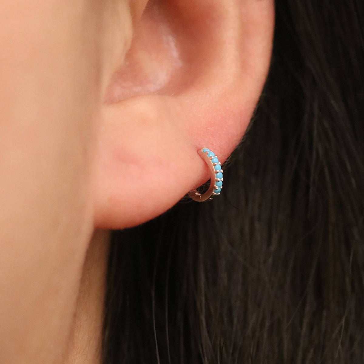 Turquoise Huggie Earrings