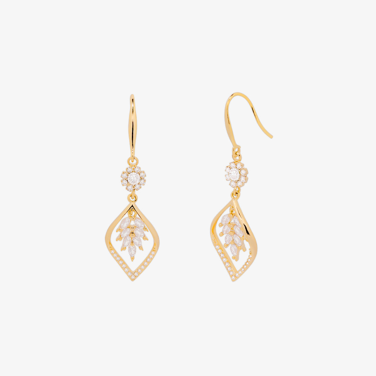 Vine drop sparkle hook earrings