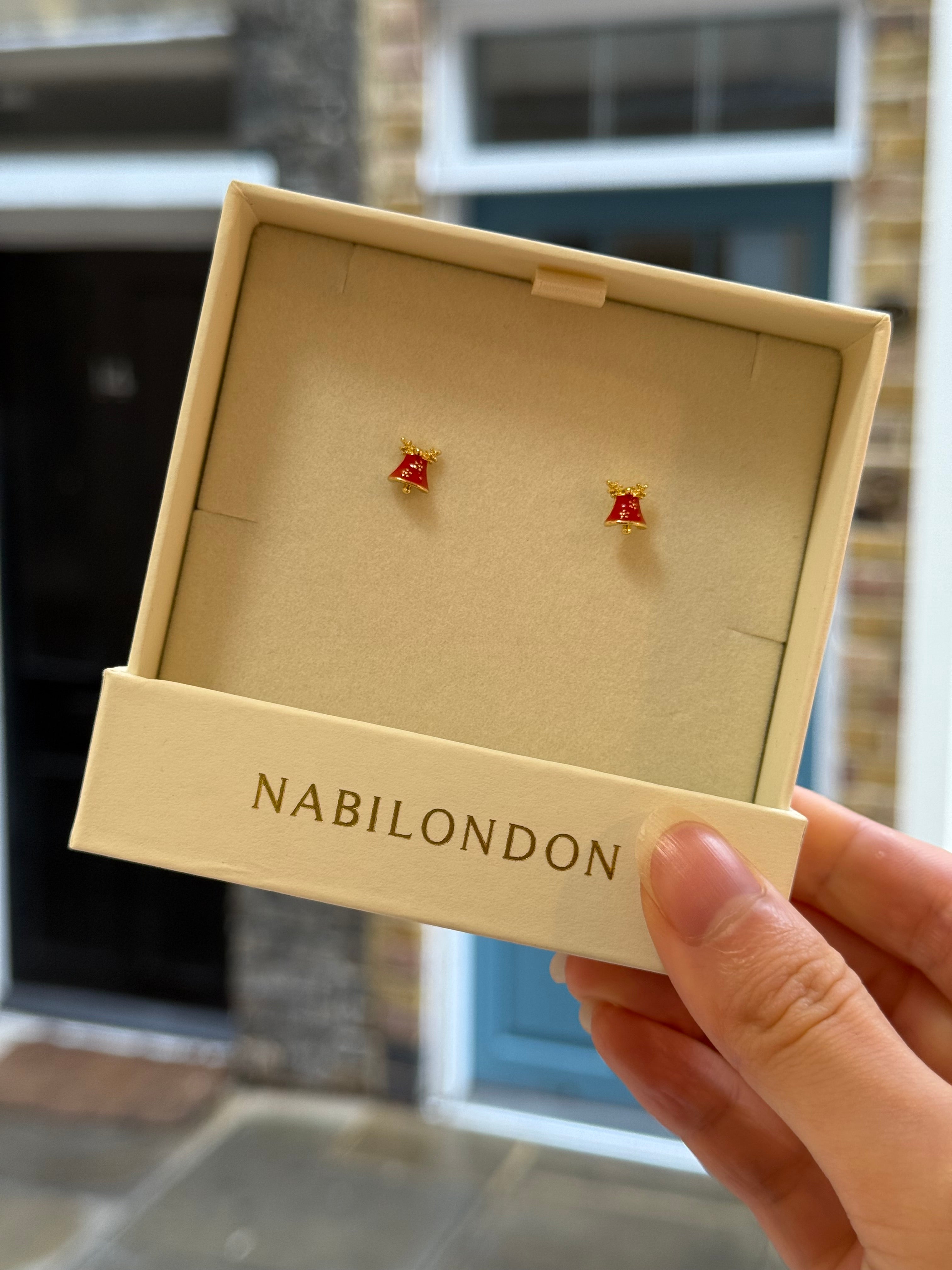 Christmas reindeer bell earrings