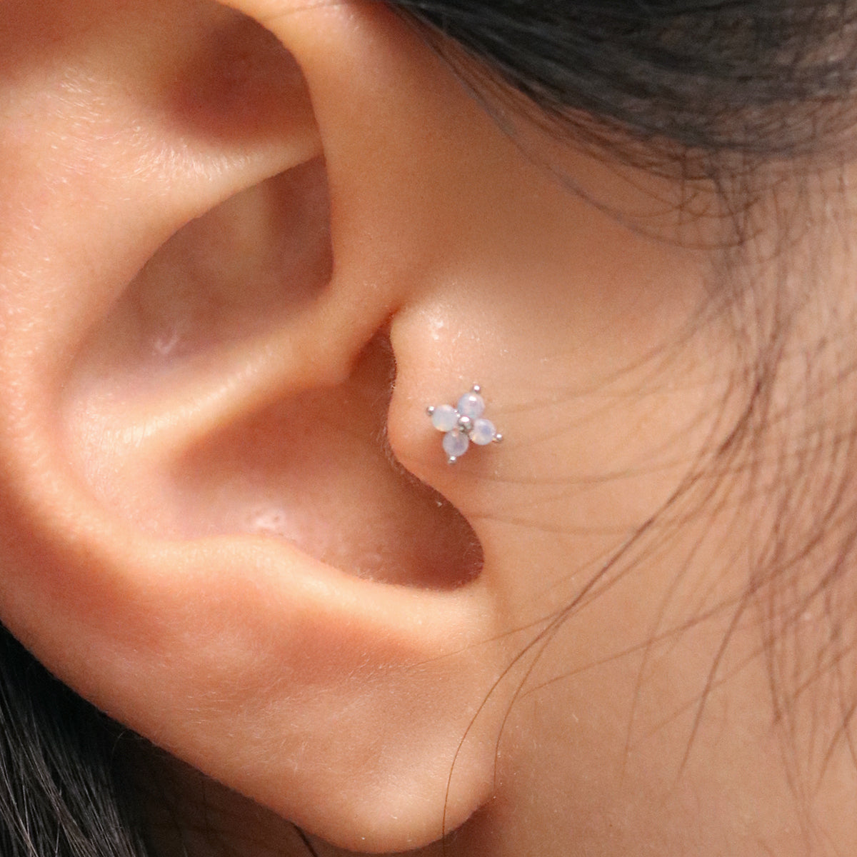 Moonstone petal piercing