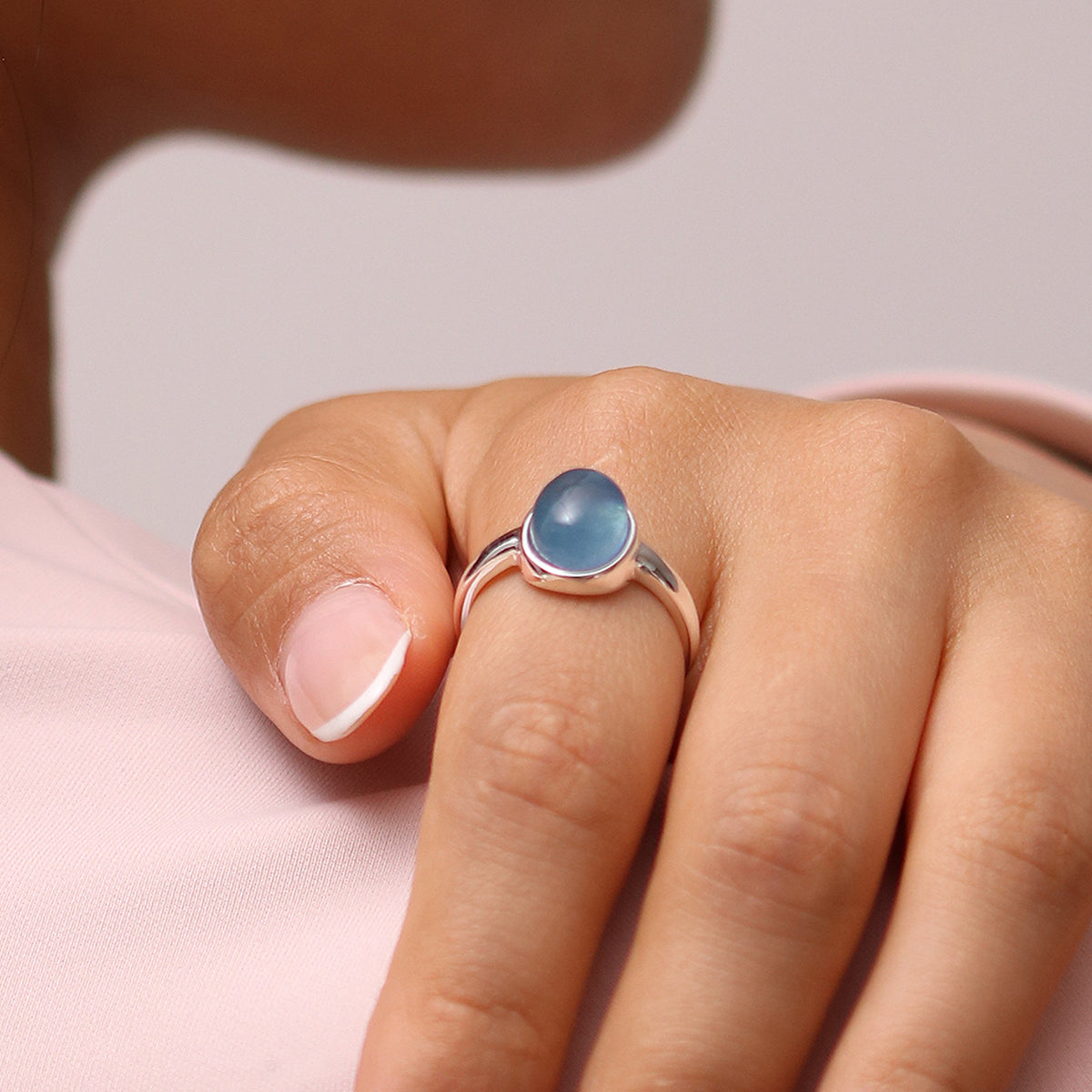 Blue Gemstone Ring featuring a stunning blue gemstone, handcrafted with precision, adding a pop of colour to any outfit and perfect for any occasion.