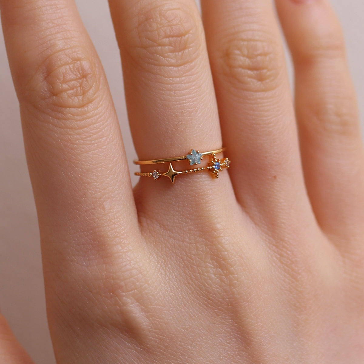 Blue topaz Star layered ring