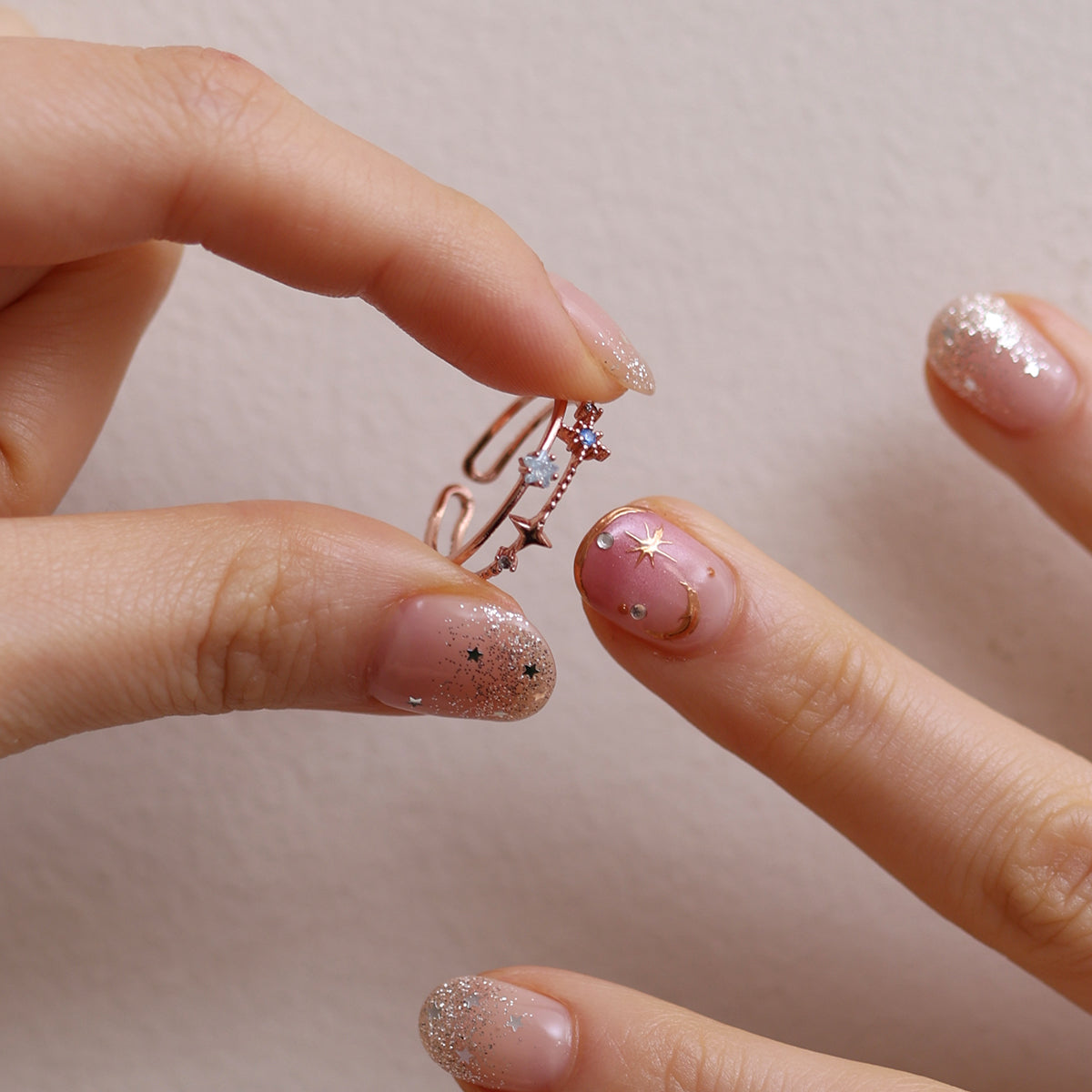 Blue topaz Star layered ring