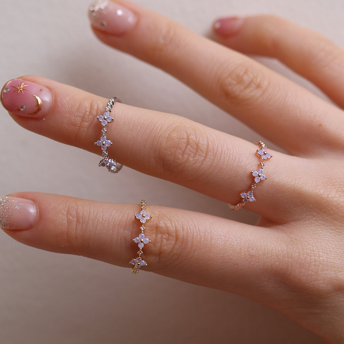 Moonstone daisy ring