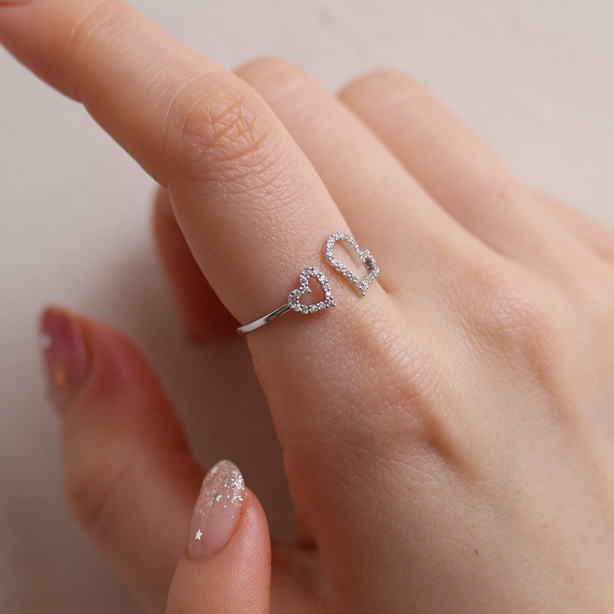 Double hearts ring