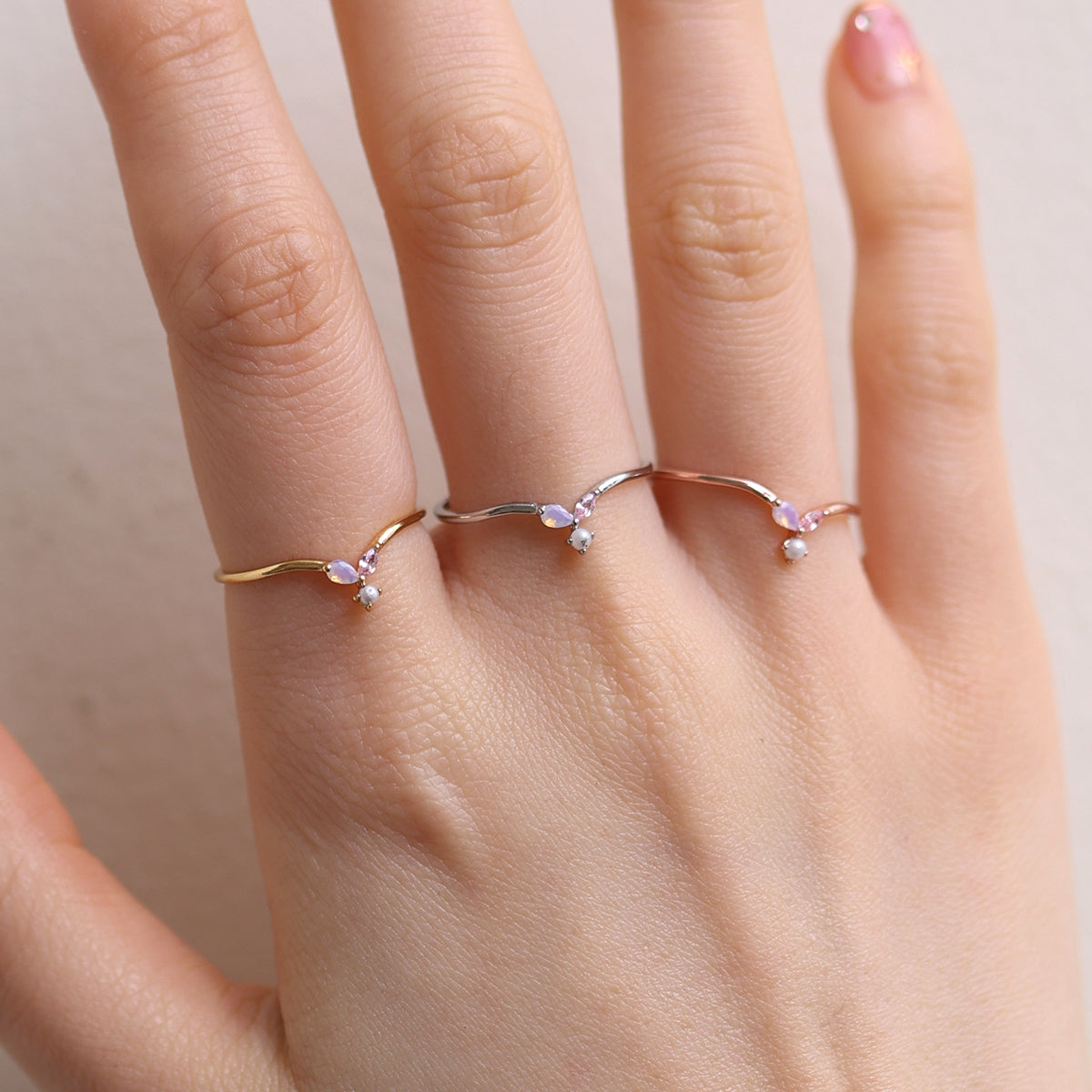 Pearl Pink Gemstone Ring featuring a beautiful pink gemstone, expertly crafted with high-quality materials for a timeless and elegant look.