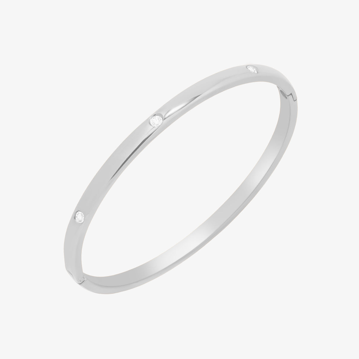 Thin Cubic Bangle precision-crafted with cubic design elements, offering a minimalist aesthetic, lightweight comfort, and versatile elegance for standalone wear or stylish layering.