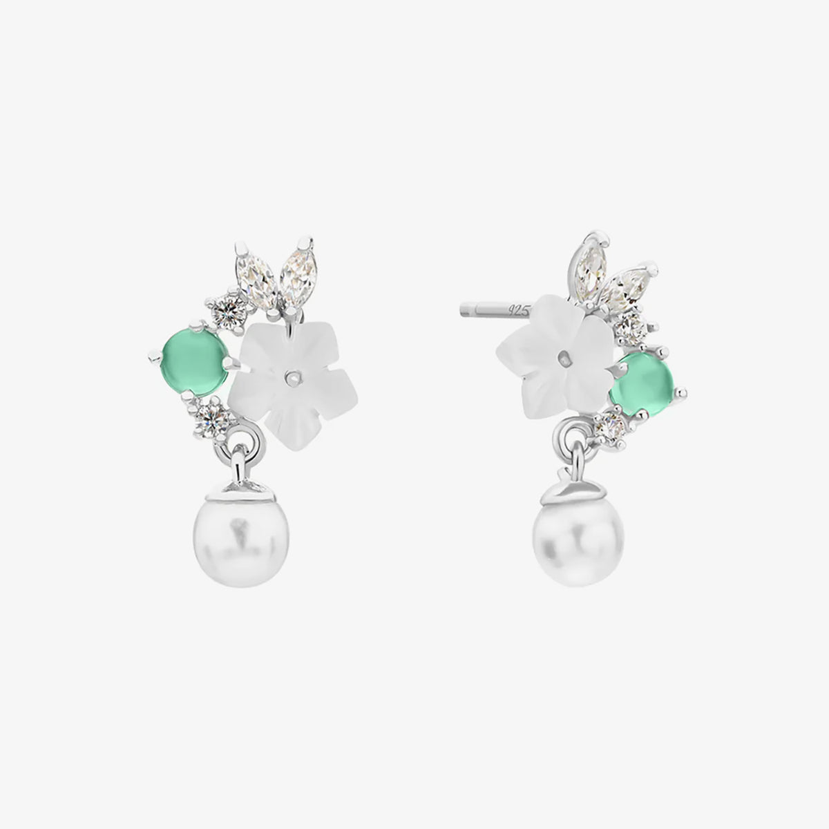 Lily green moonstone dangle earrings