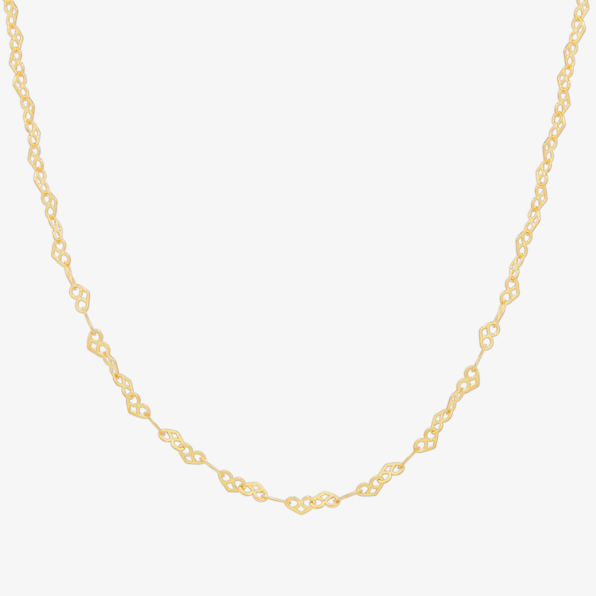 Charming Relay hearts necklace with interconnected heart-shaped links, featuring a delicate design and polished finish.