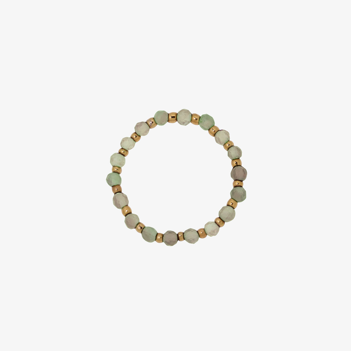 Stretchy Gemstone Ring featuring semi-precious gemstones and delicate sterling silver plated beads, offering a comfortable fit with a touch of refined elegance.
