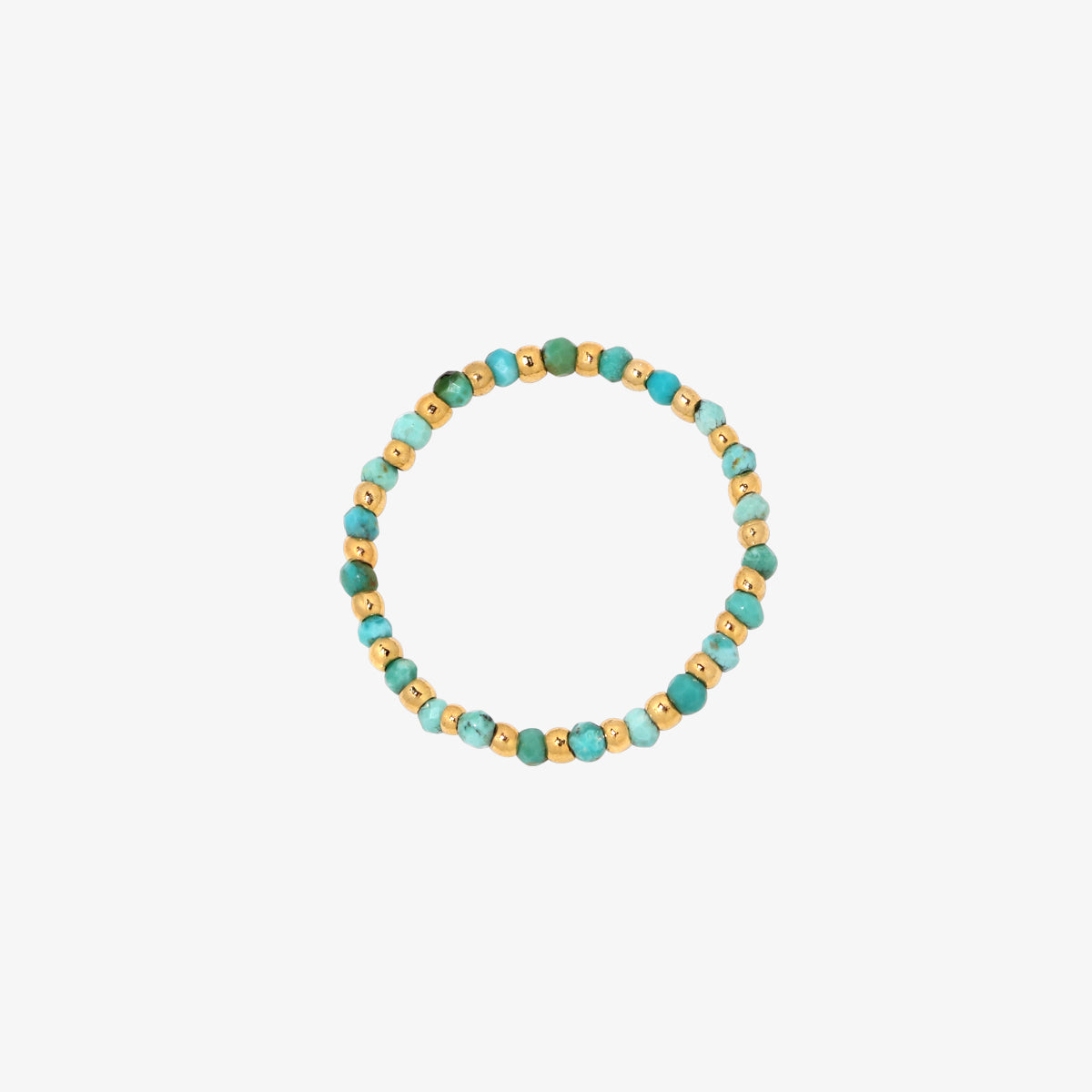 Stretchy Gemstone Ring featuring semi-precious gemstones and delicate sterling silver plated beads, offering a comfortable fit with a touch of refined elegance.