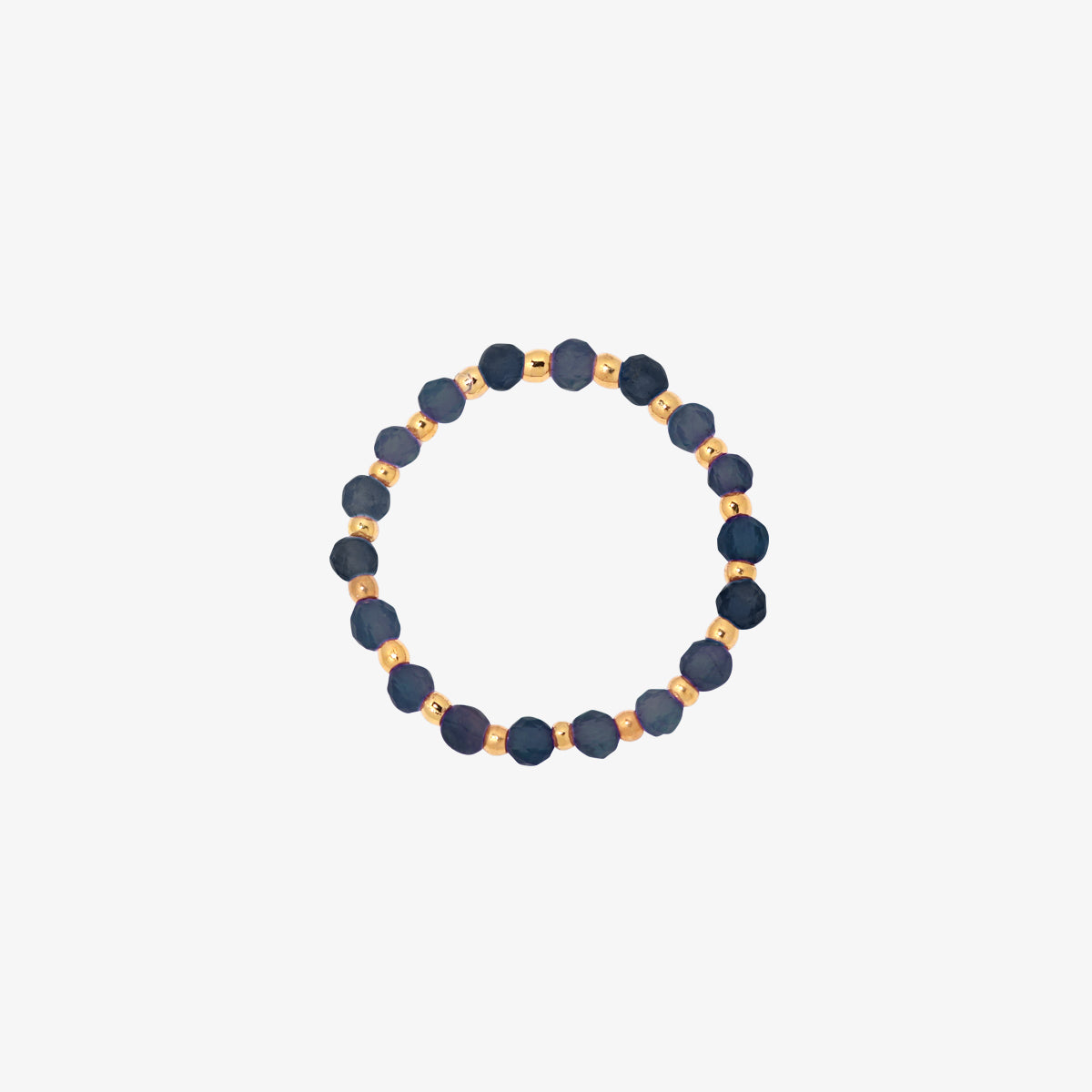 Stretchy Gemstone Ring featuring semi-precious gemstones and delicate sterling silver plated beads, offering a comfortable fit with a touch of refined elegance.