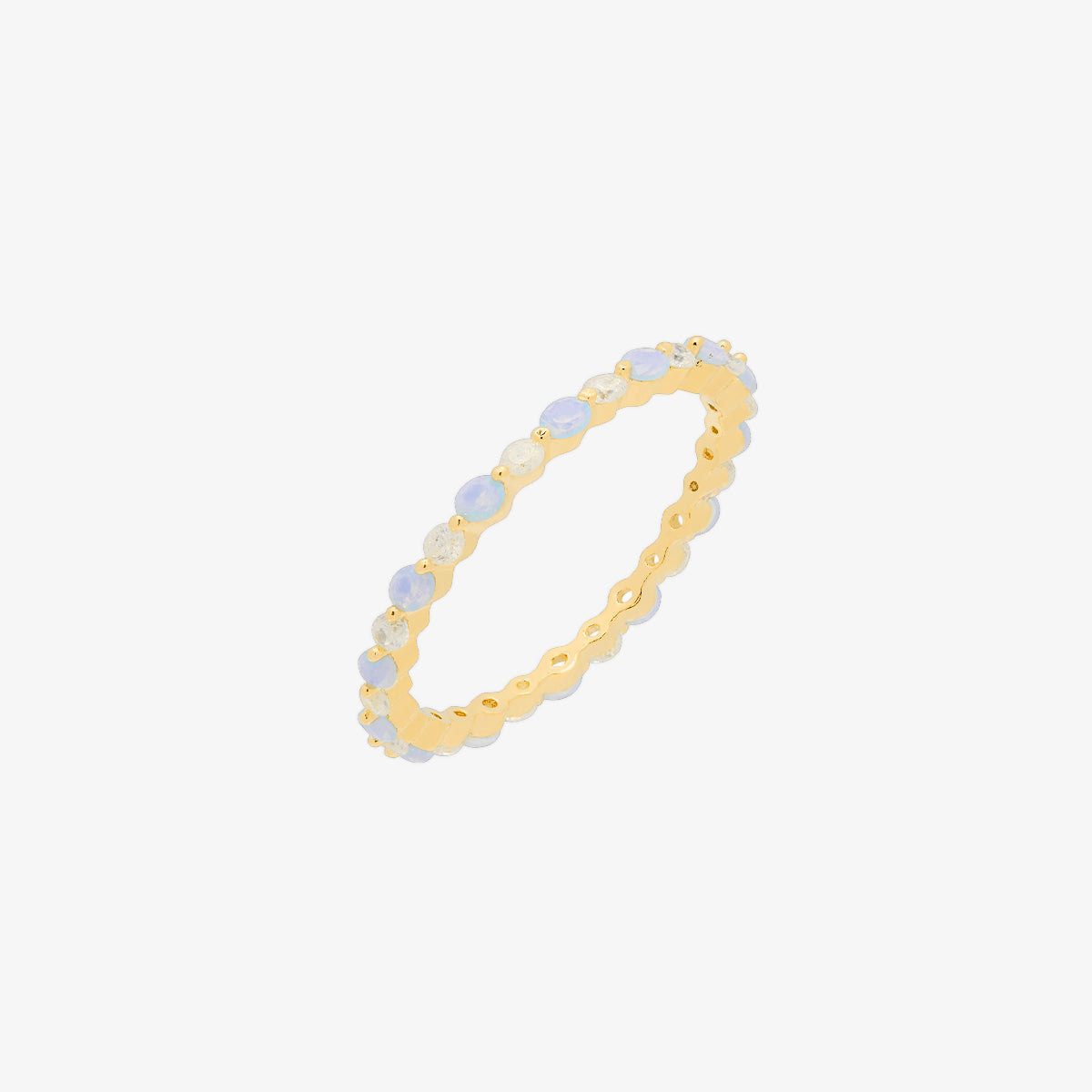 Baby Blue Moonstone ring in 18k gold plated by nabilondon jewellery based in london