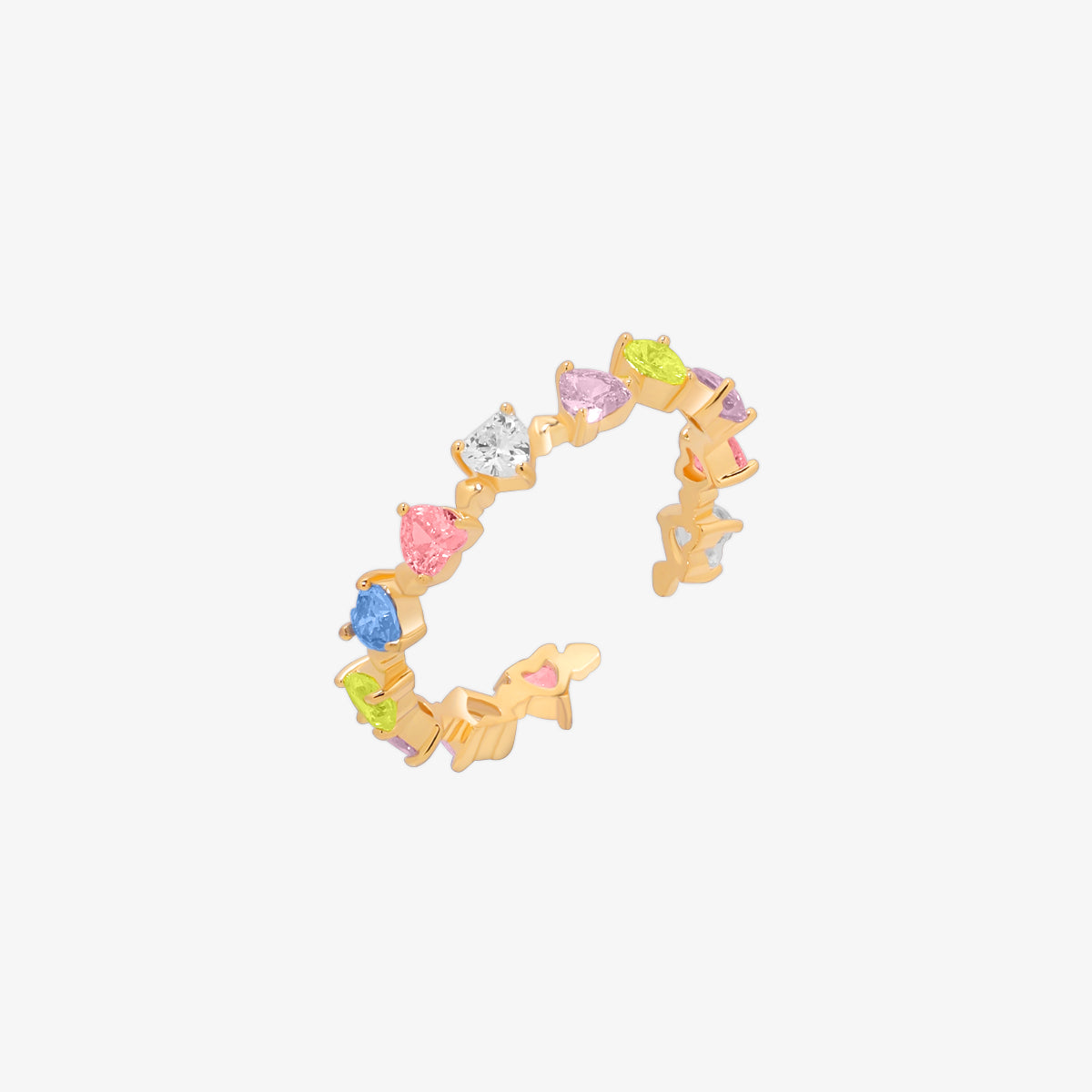 Rainbow heart gemstone ring