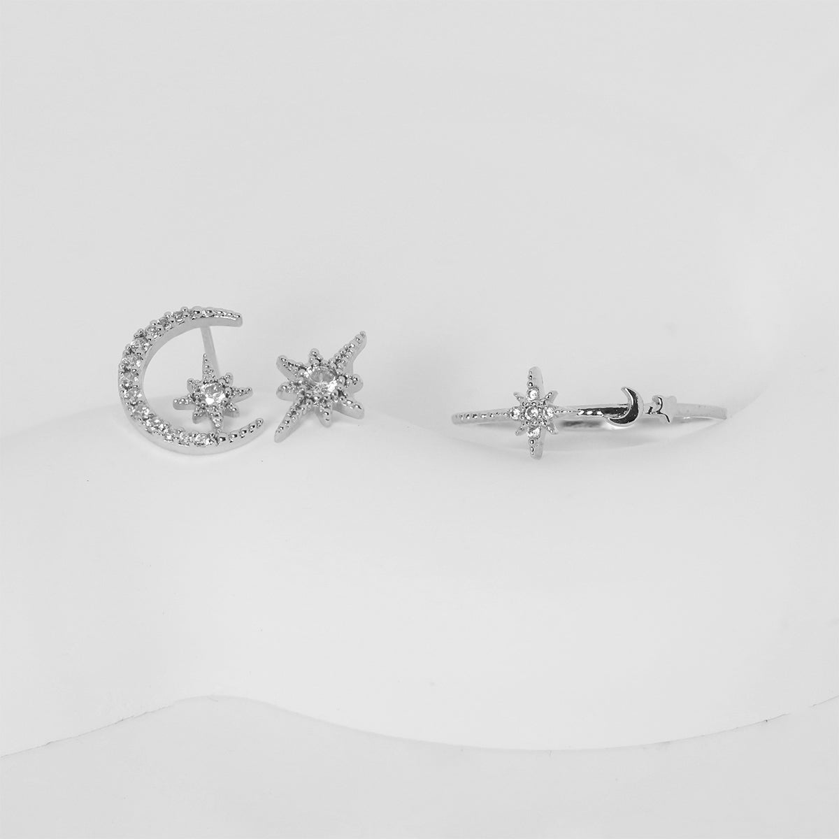 Moon and star set in Silver