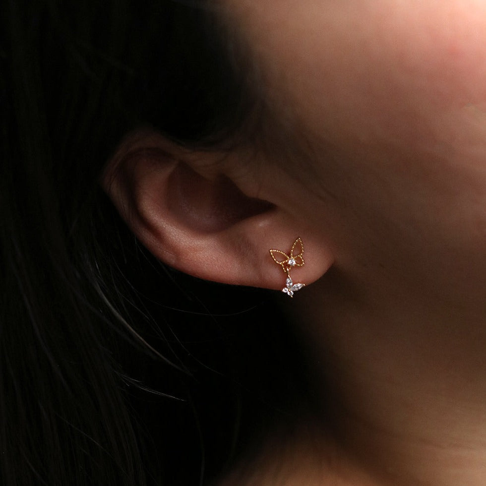 Twin butterfly dangle earrings