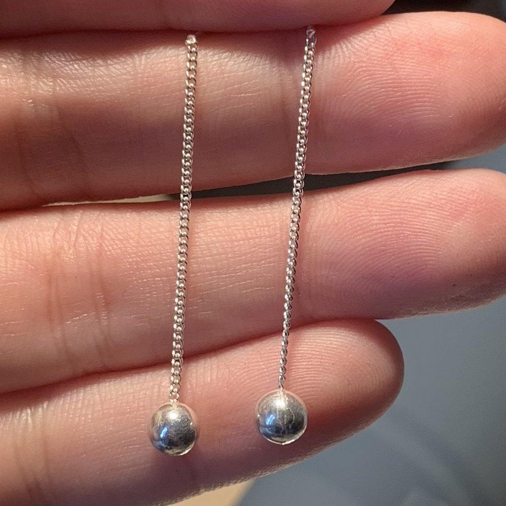 5mm ball drop earrings - NABILONDON
