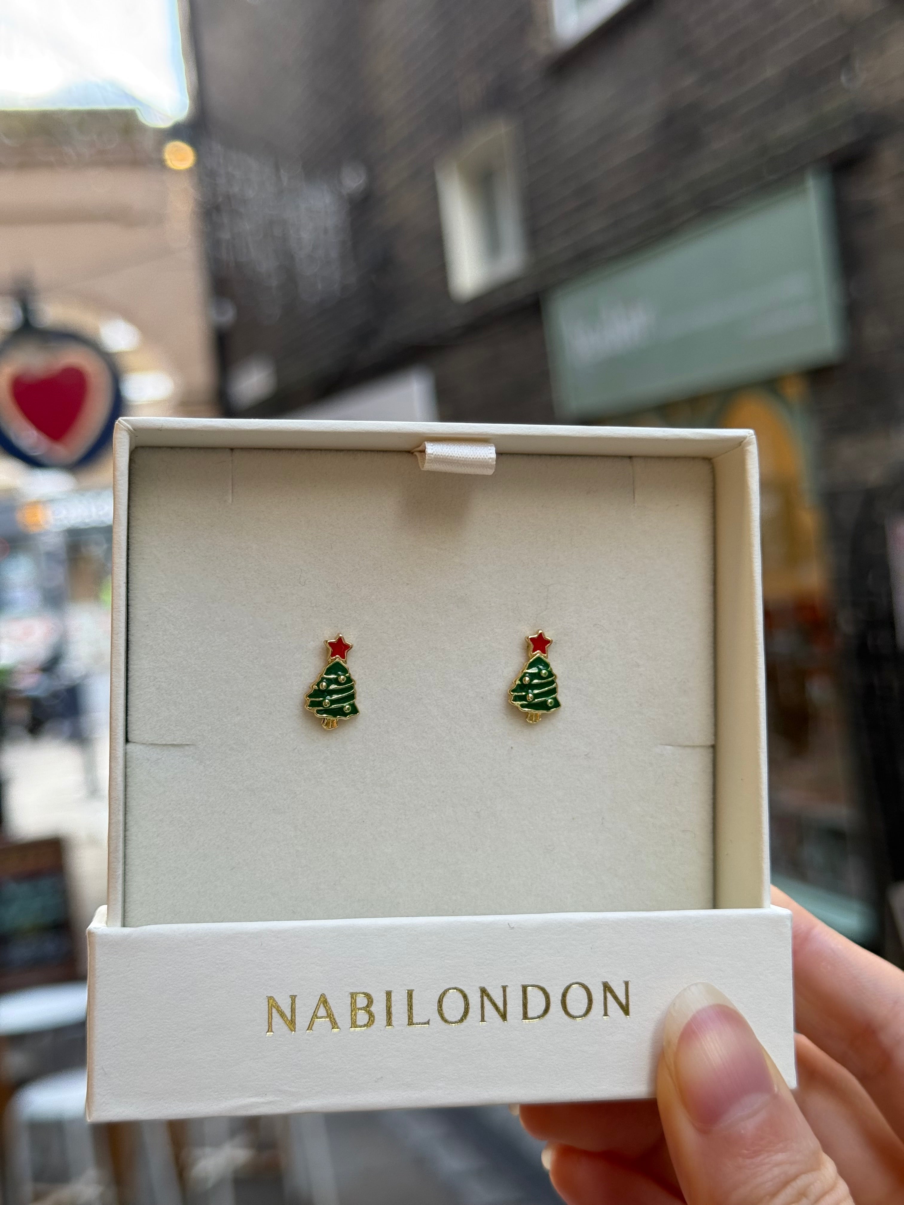 Christmas tinsel baubles tree earrings