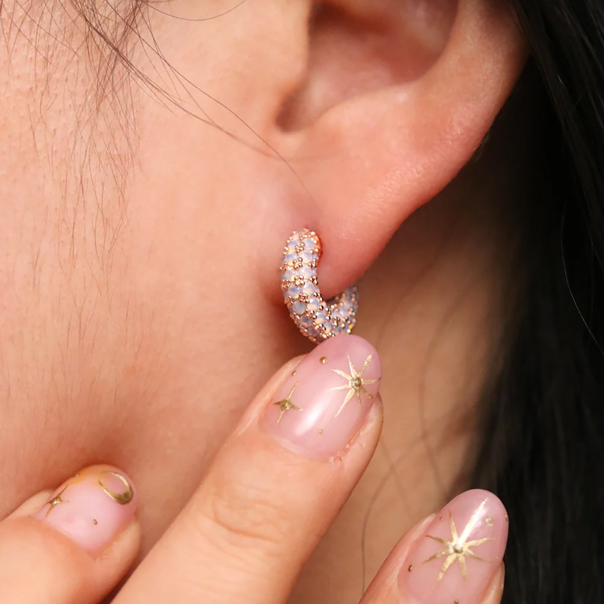 Gemstone semi-hoop earrings