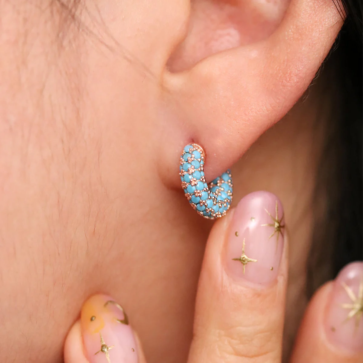 Gemstone semi-hoop earrings