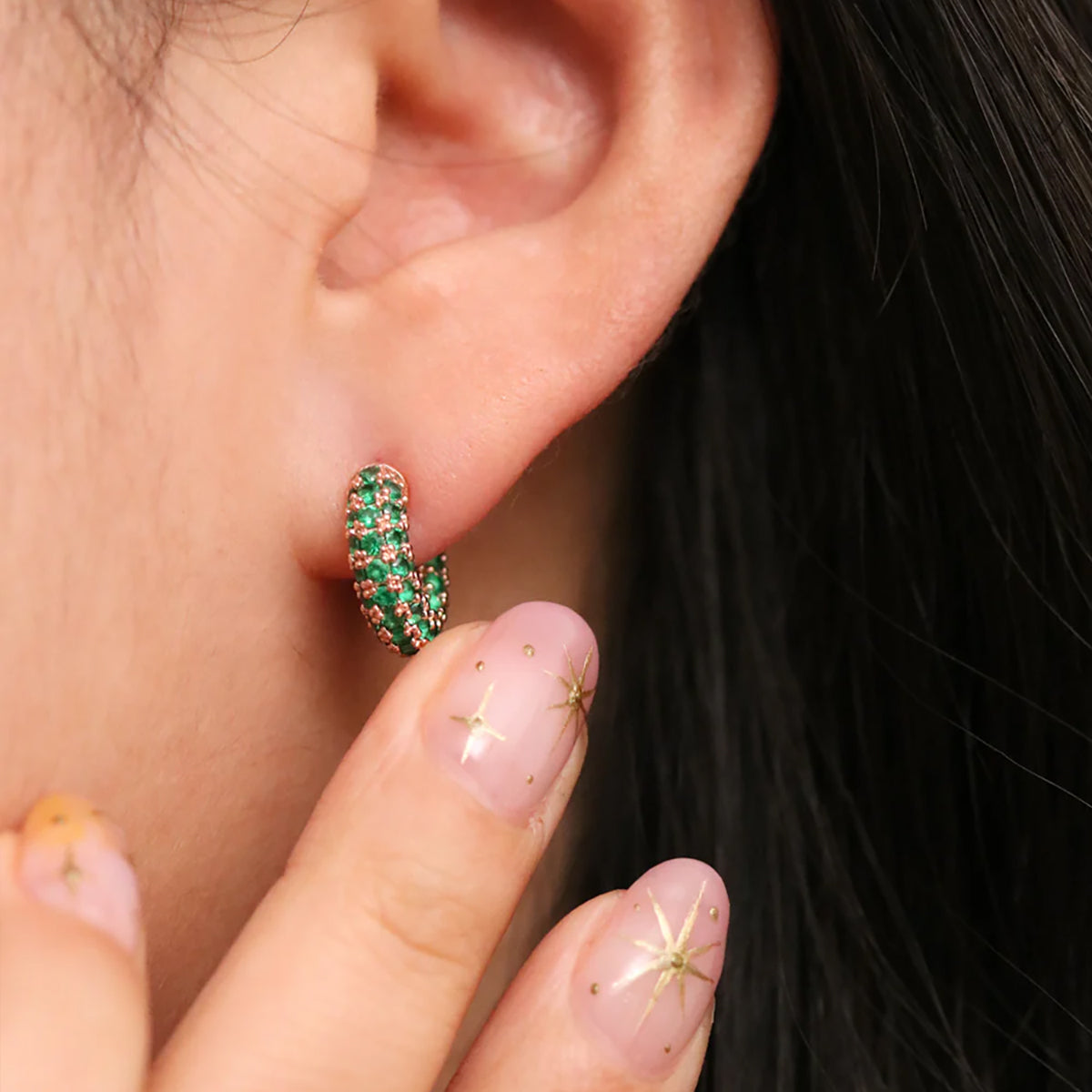 Gemstone semi-hoop earrings