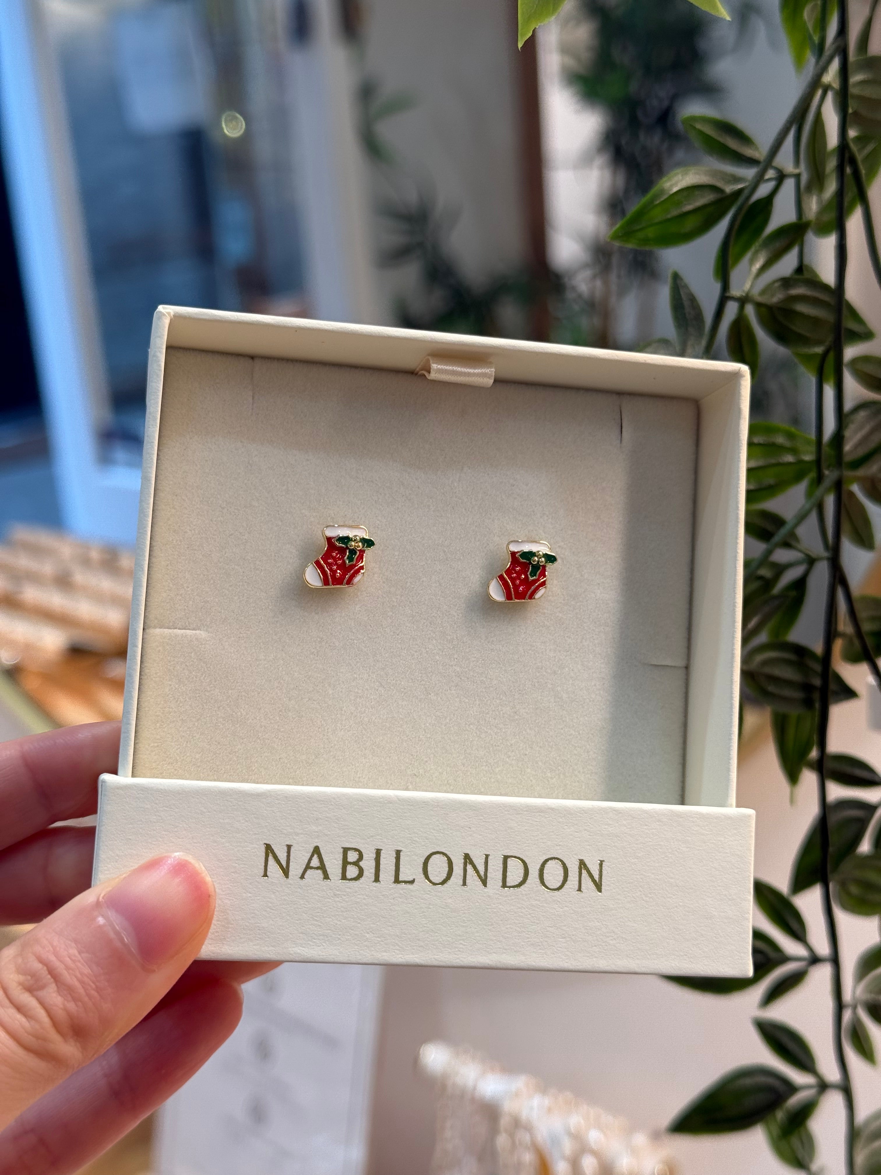 Christmas socks earrings