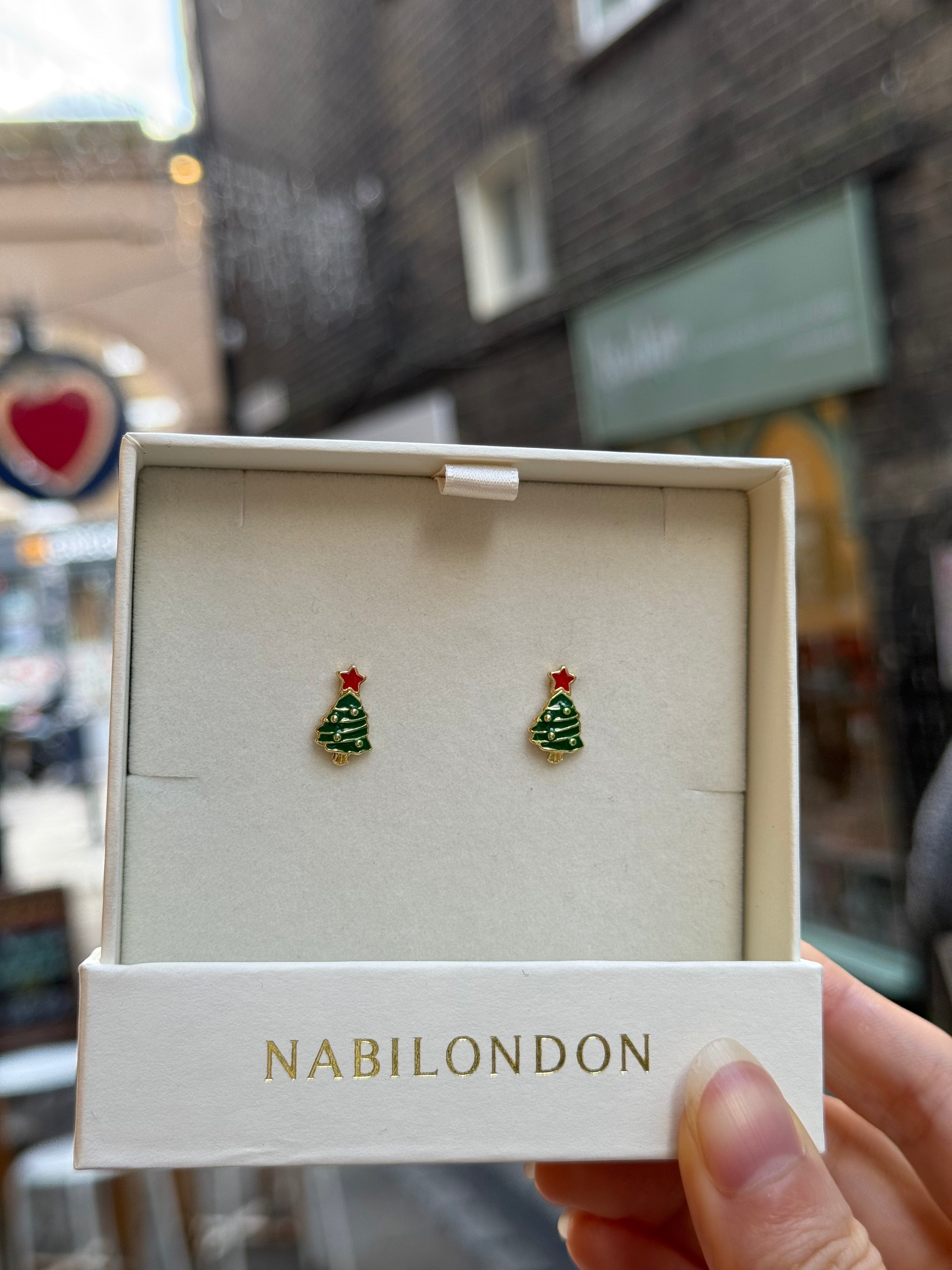 Christmas tinsel baubles tree earrings