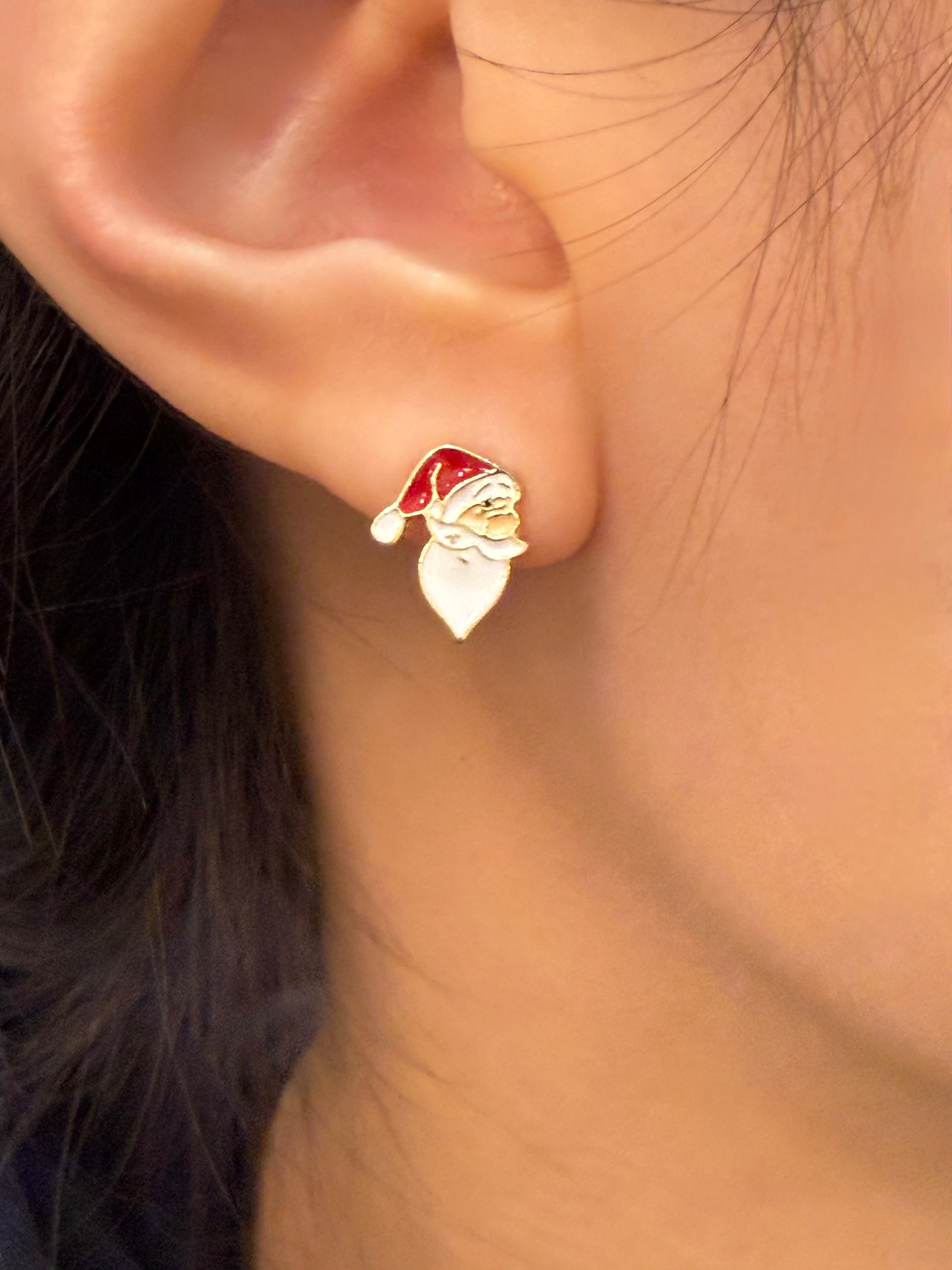 Christmas side santa claus earrings