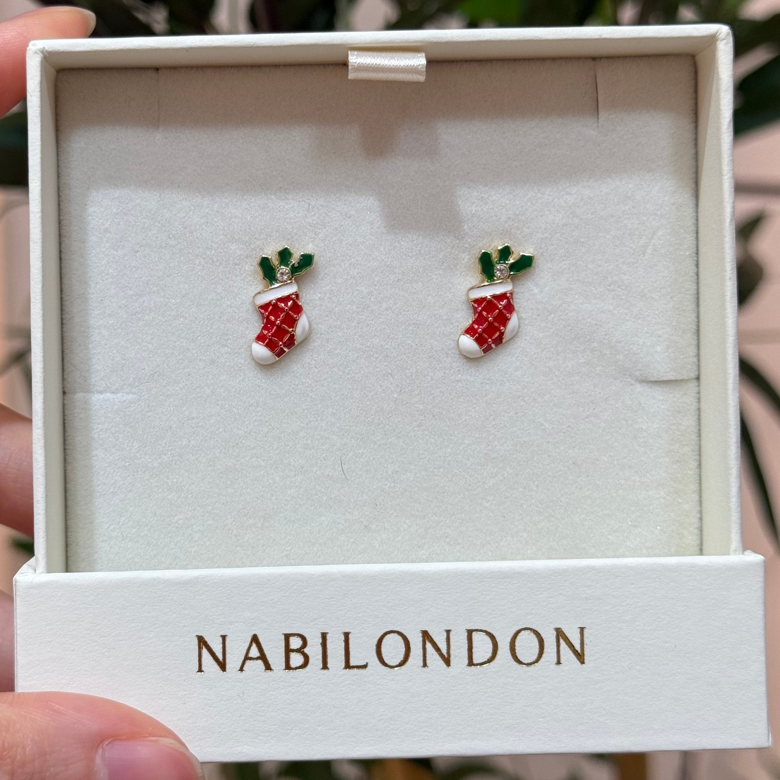 Christmas socks cubic earrings