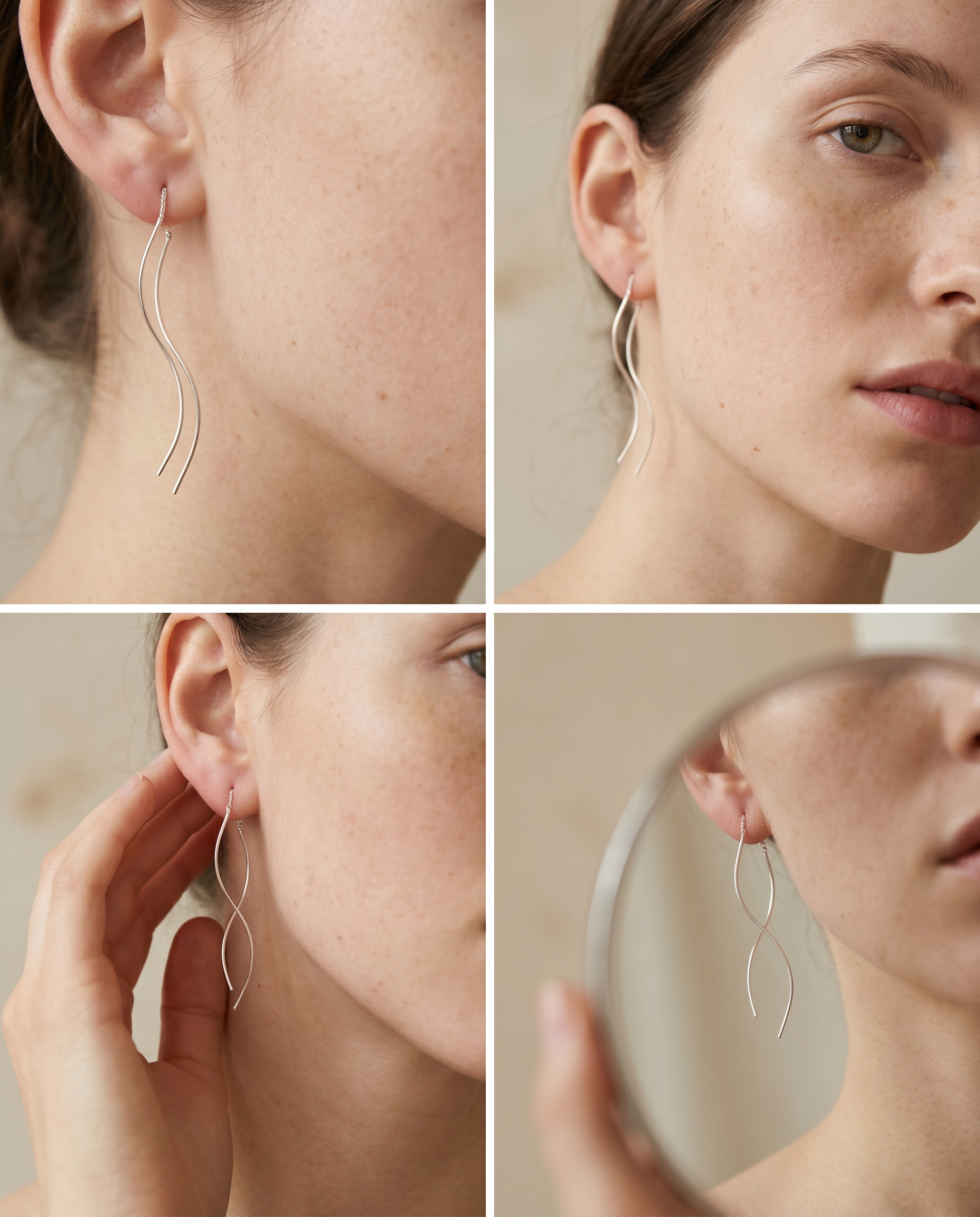 Flow drop short threader earrings