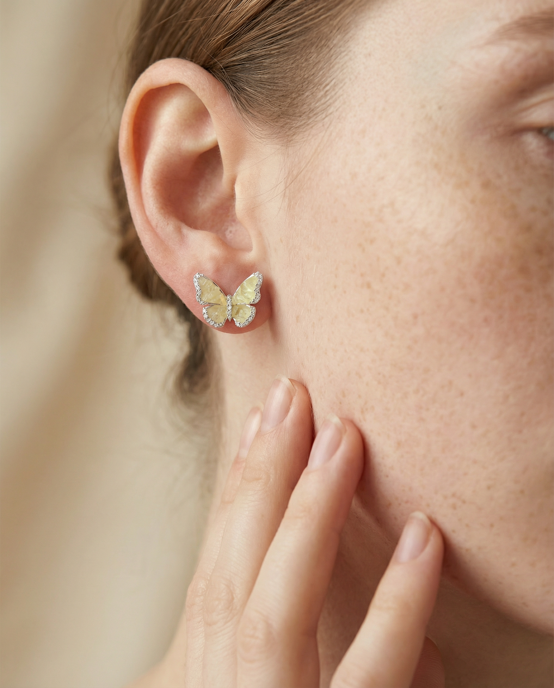 Champagne Glow Butterfly Earrings