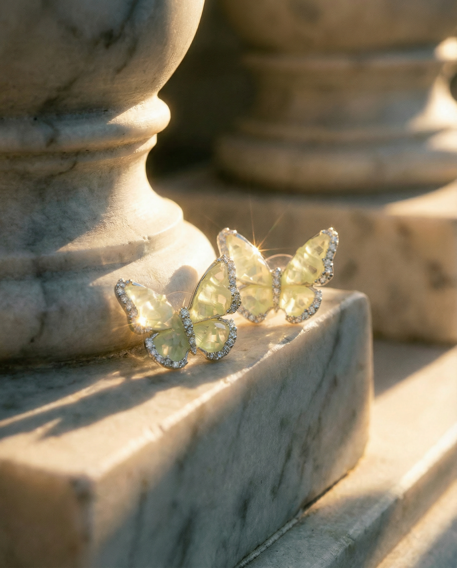 Champagne Glow Butterfly Earrings
