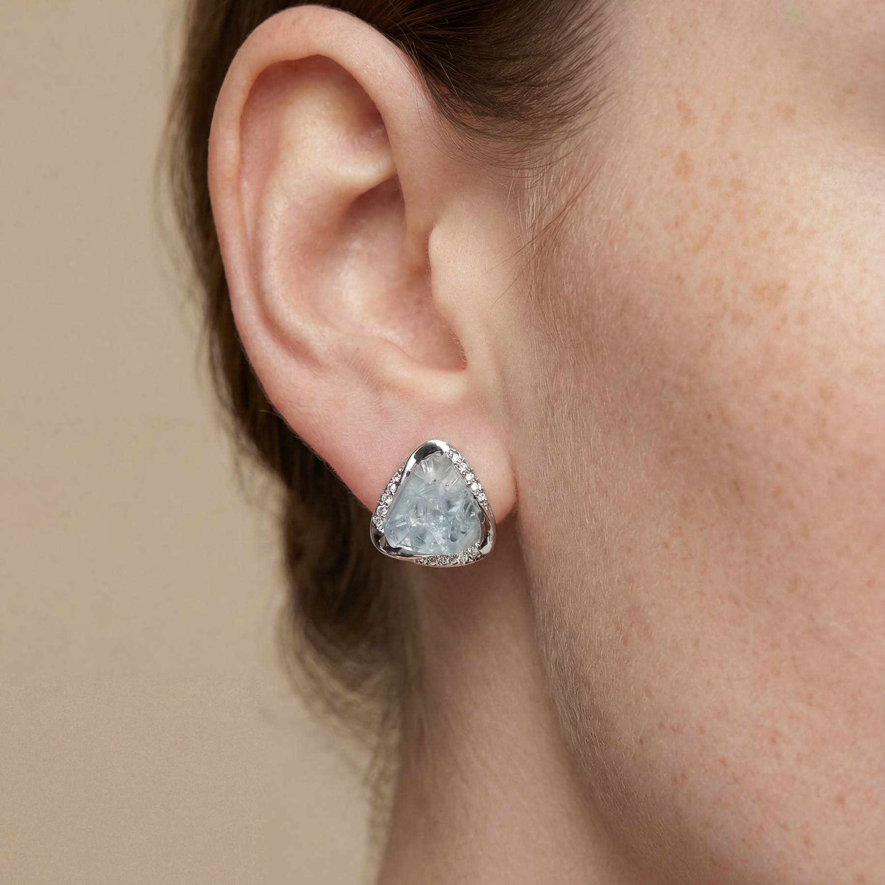 Ice Glow Triangle Stud Earrings