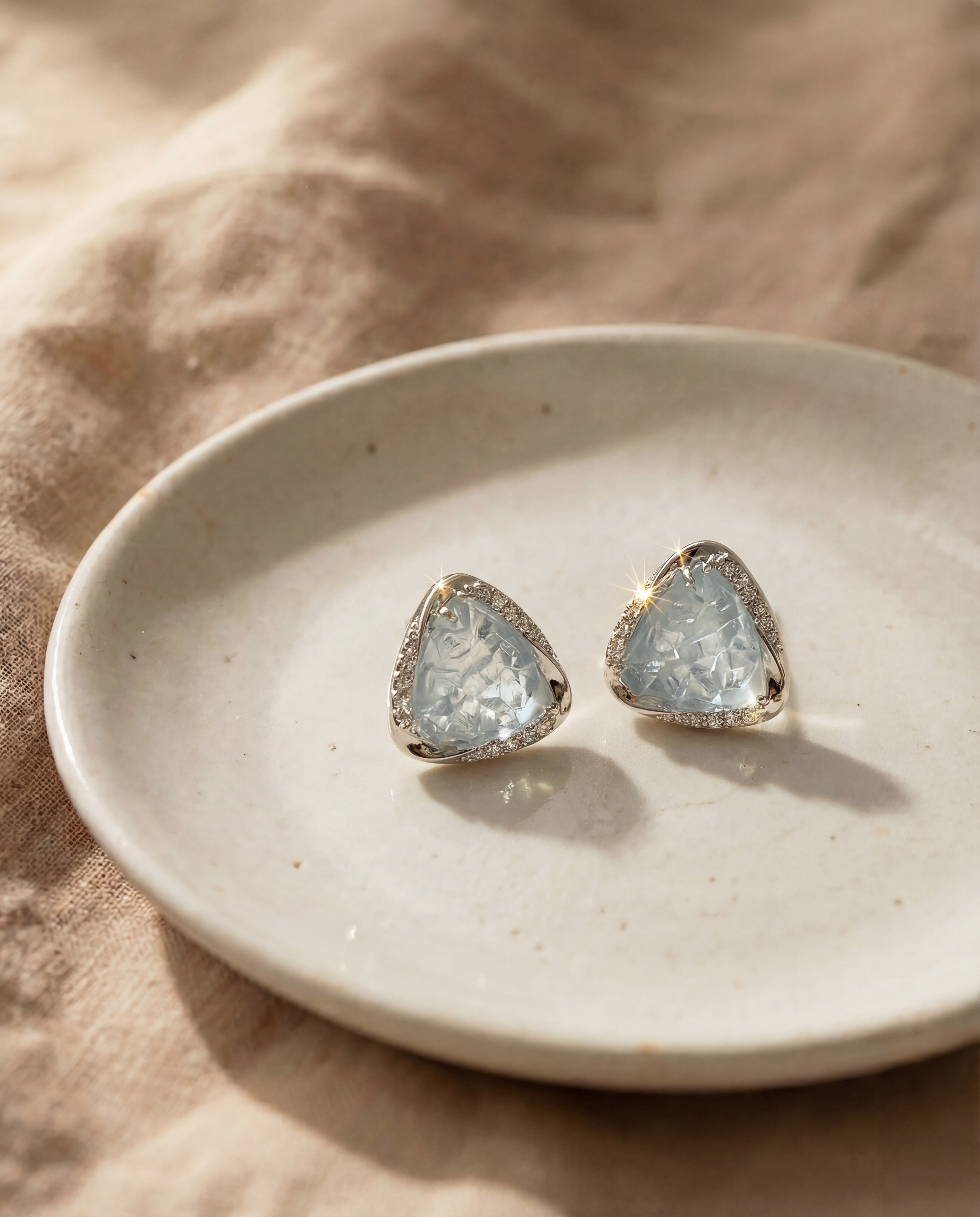 Ice Glow Triangle Stud Earrings