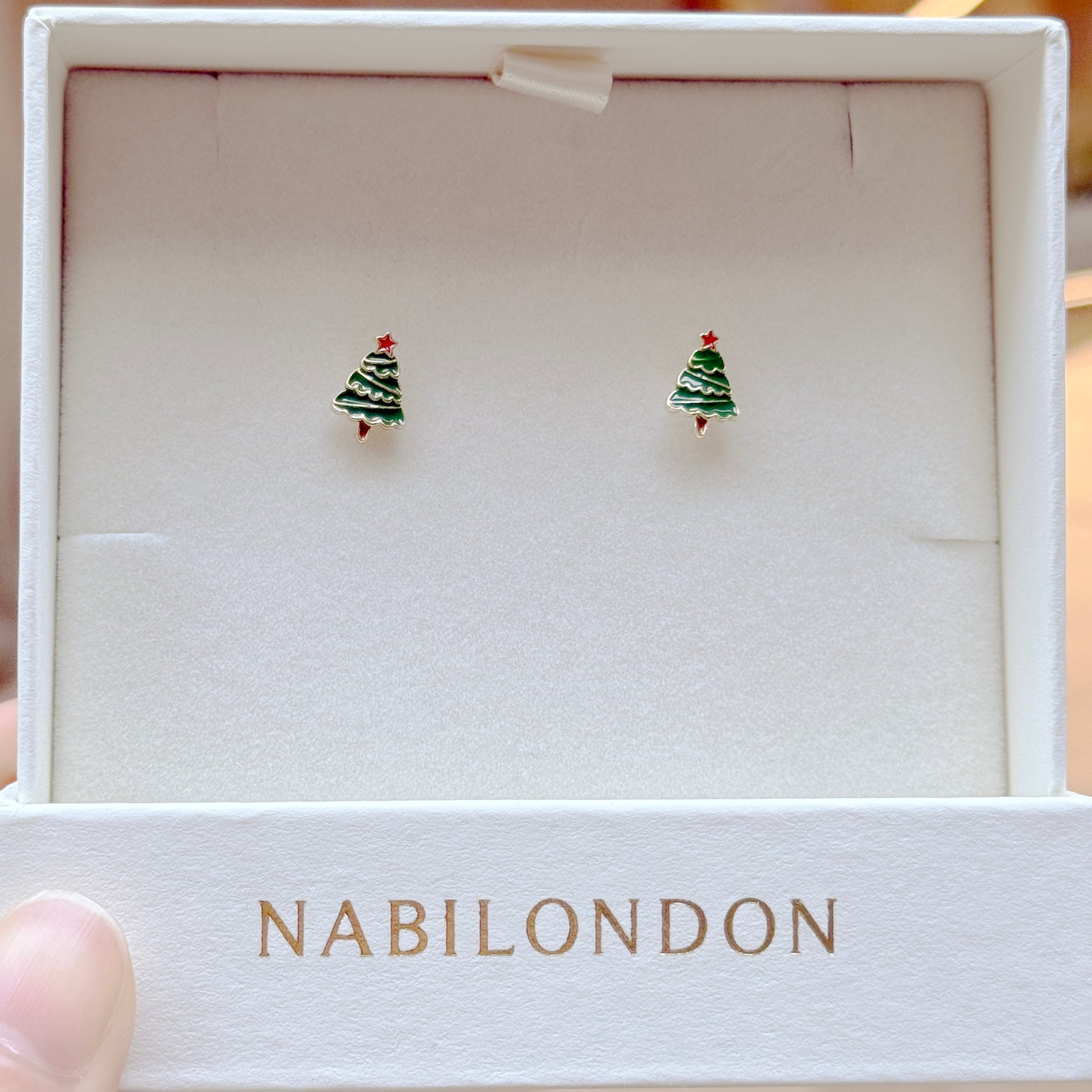 Christmas tinsel tree earrings