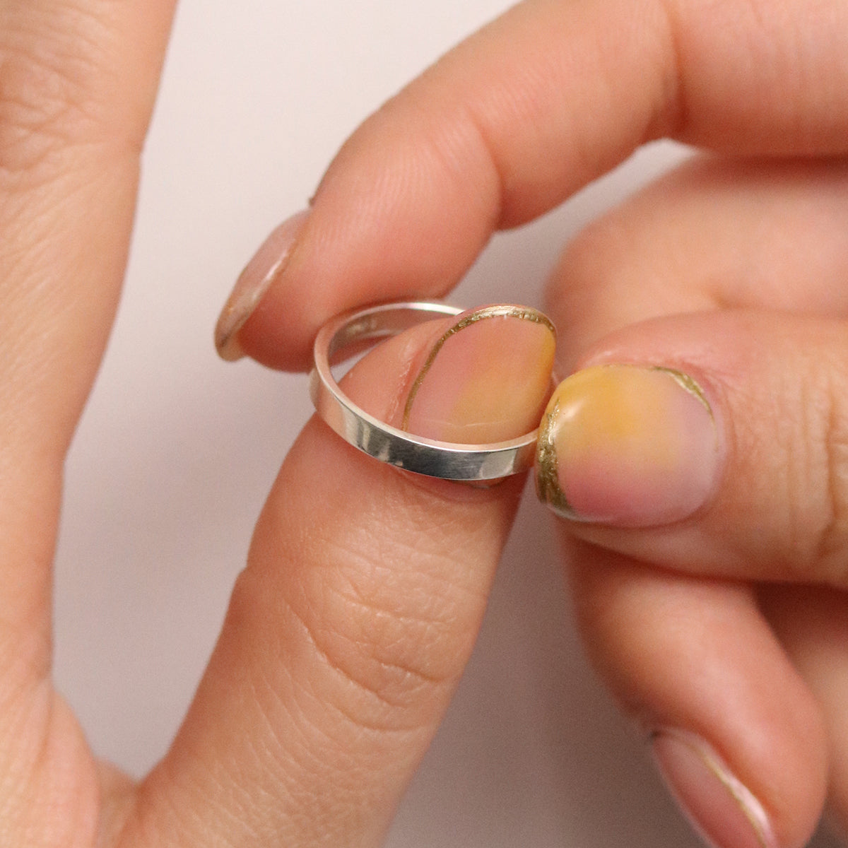 Bold square plain band ring