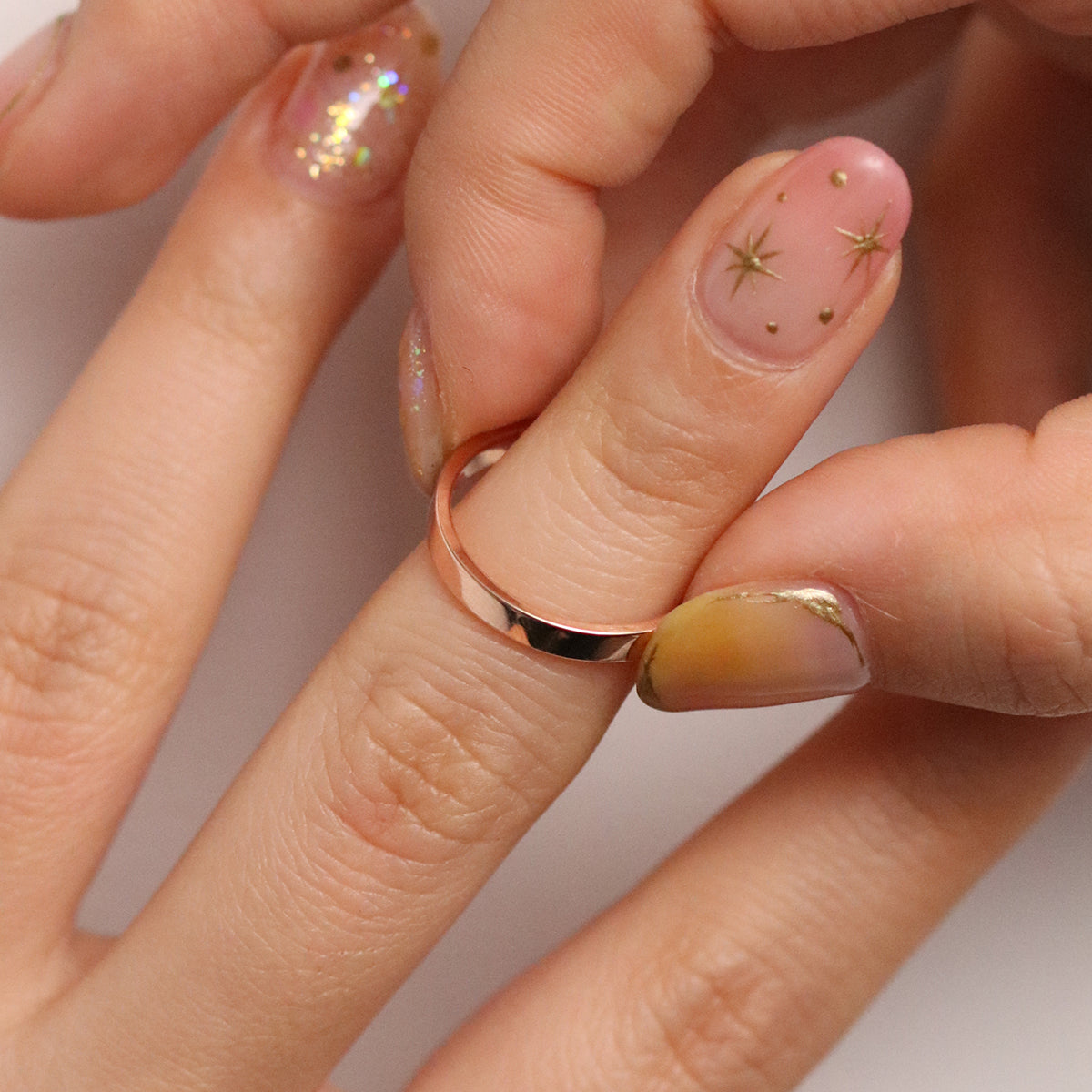 Bold square plain band ring