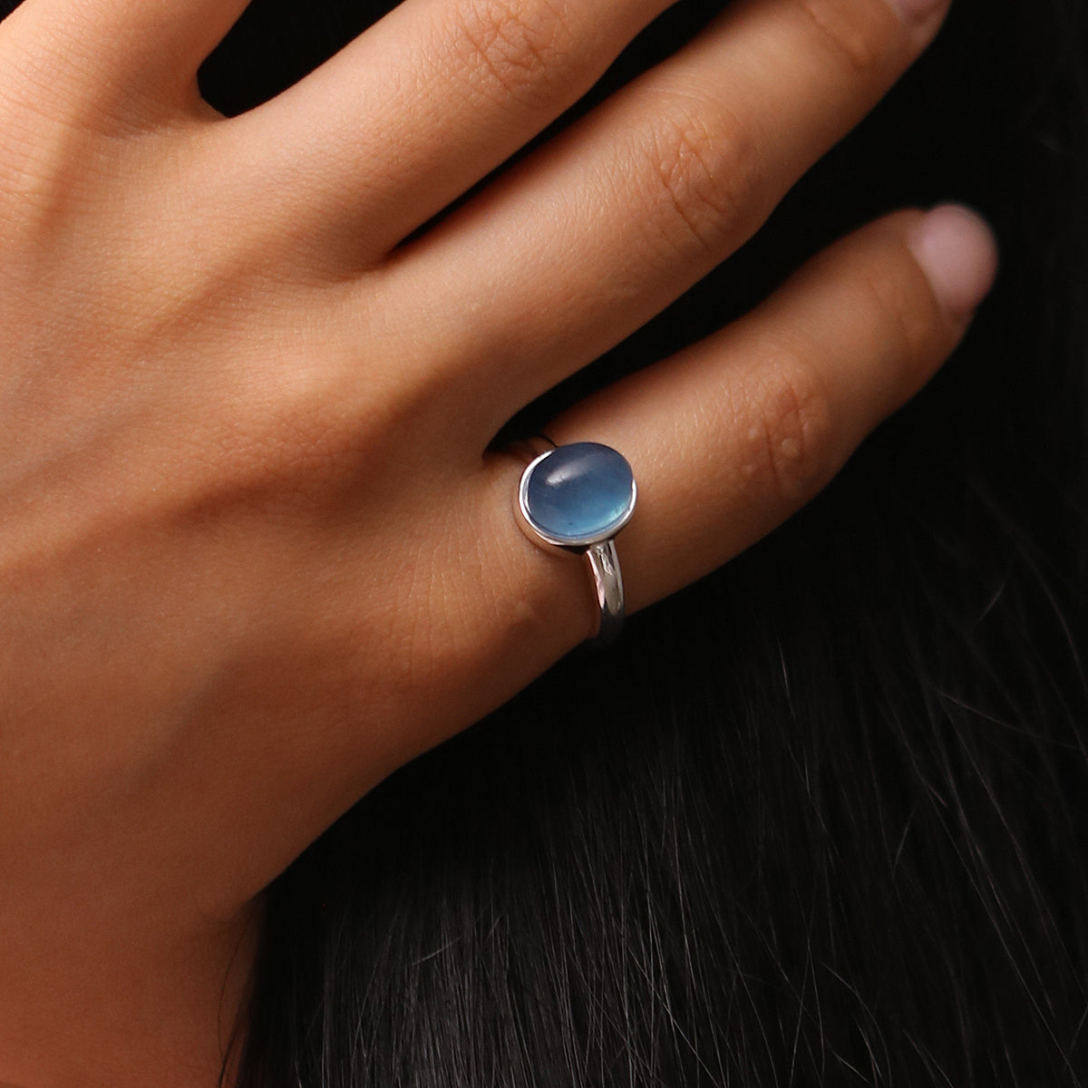 Blue Gemstone Ring featuring a stunning blue gemstone, handcrafted with precision, adding a pop of colour to any outfit and perfect for any occasion.