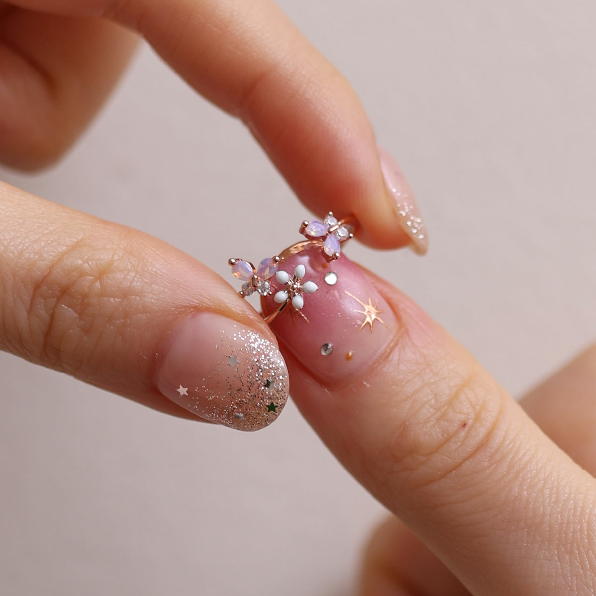 White Petal Butterfly Ring
