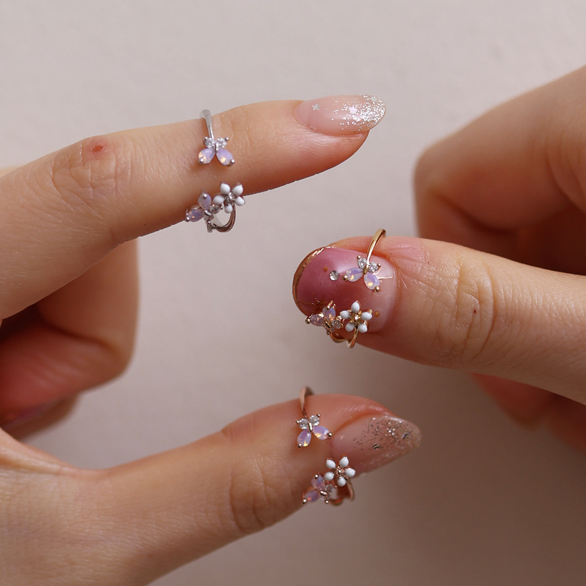 White Petal Butterfly Ring