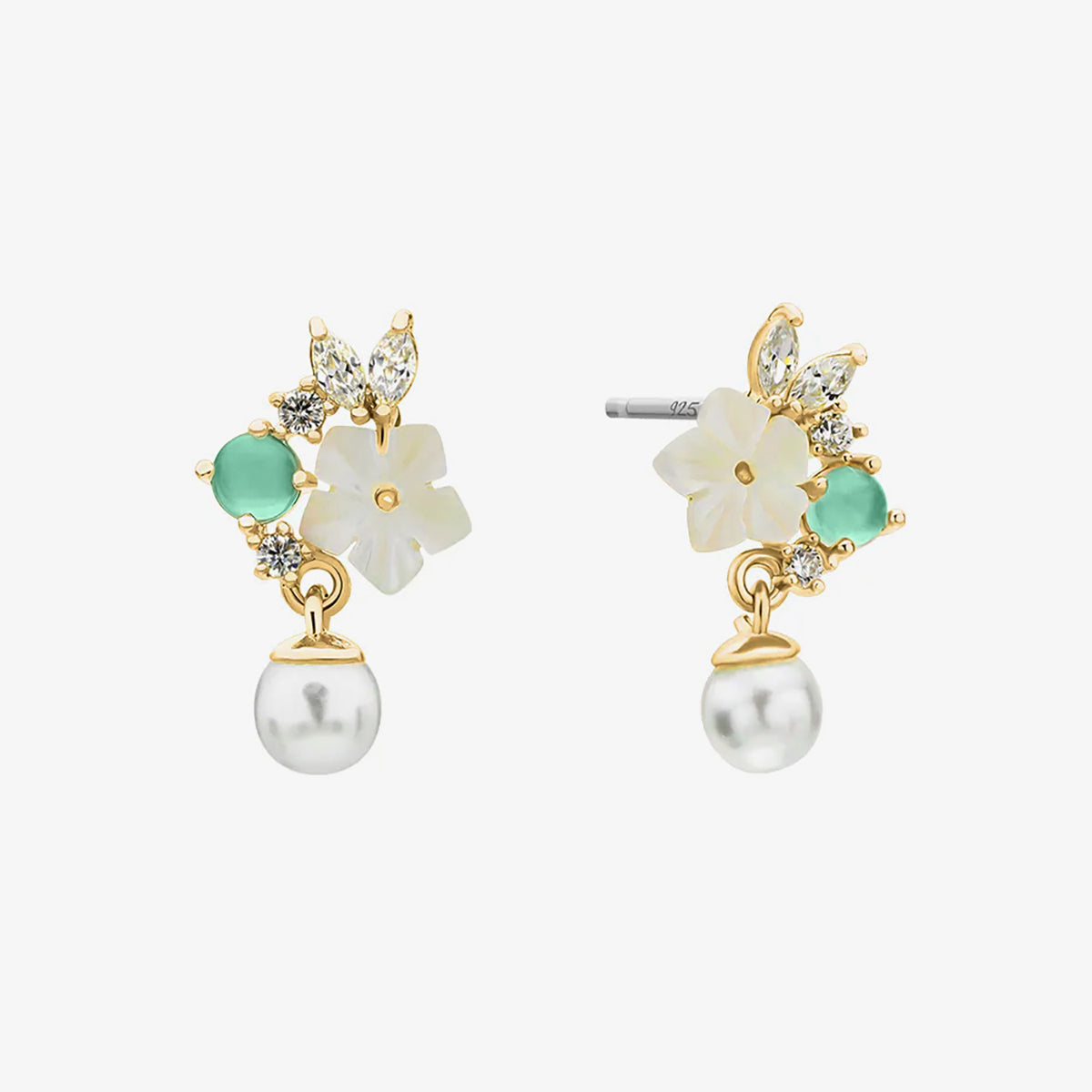 Lily green moonstone dangle earrings