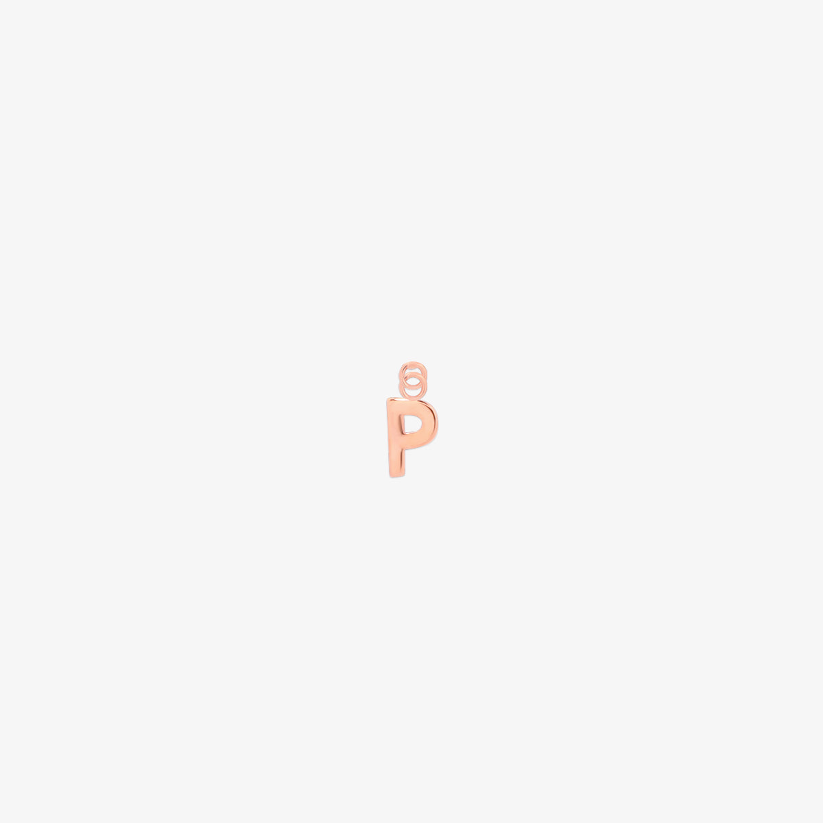 Classic rose gold initial pendant charm with a smooth, polished surface and elegant serif lettering.