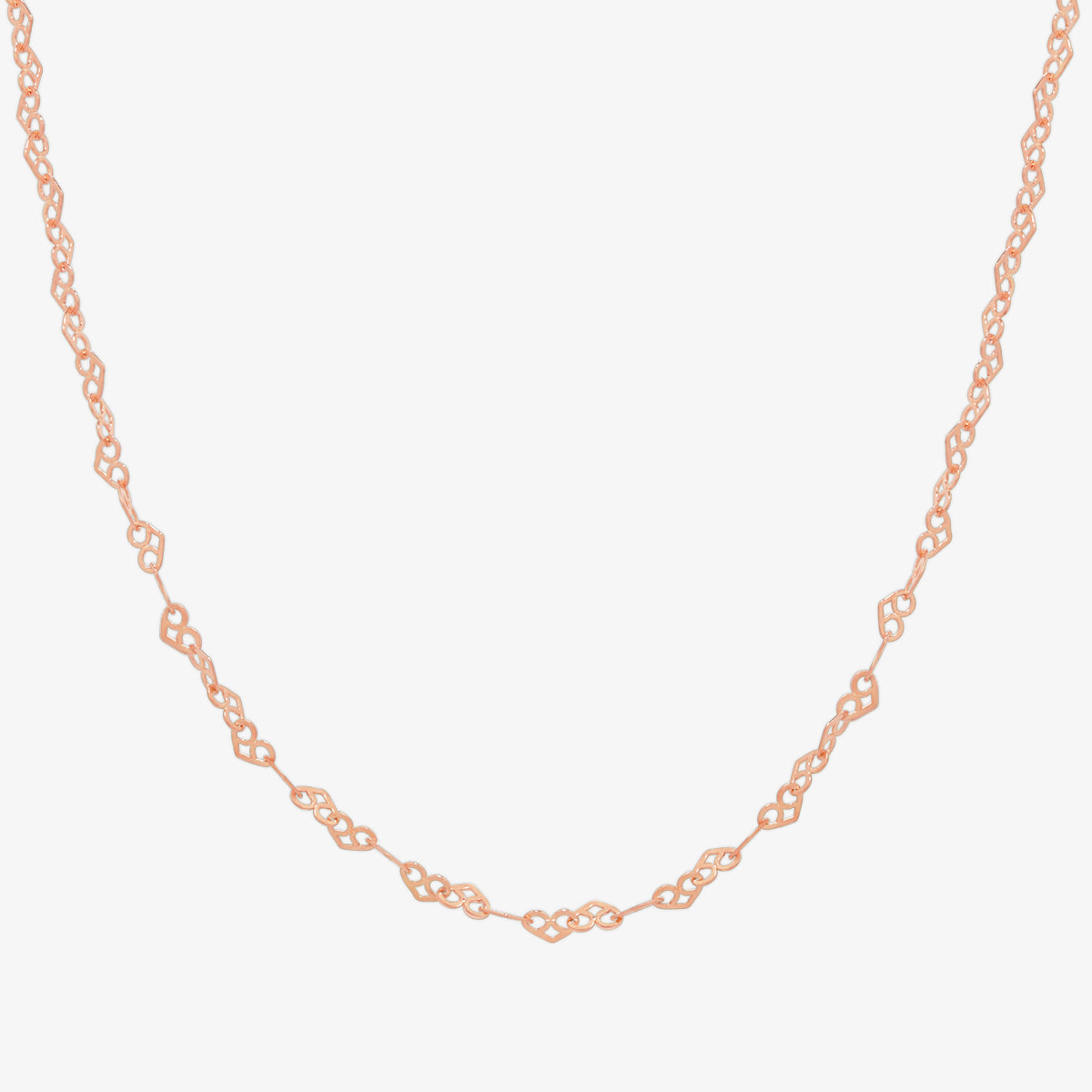 Charming Relay hearts necklace with interconnected heart-shaped links, featuring a delicate design and polished finish.