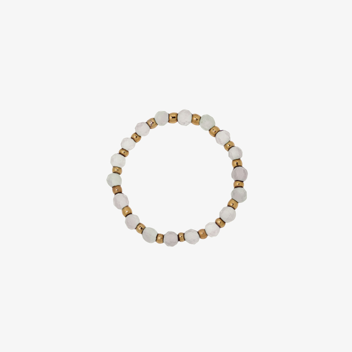 Stretchy Gemstone Ring featuring semi-precious gemstones and delicate sterling silver plated beads, offering a comfortable fit with a touch of refined elegance.