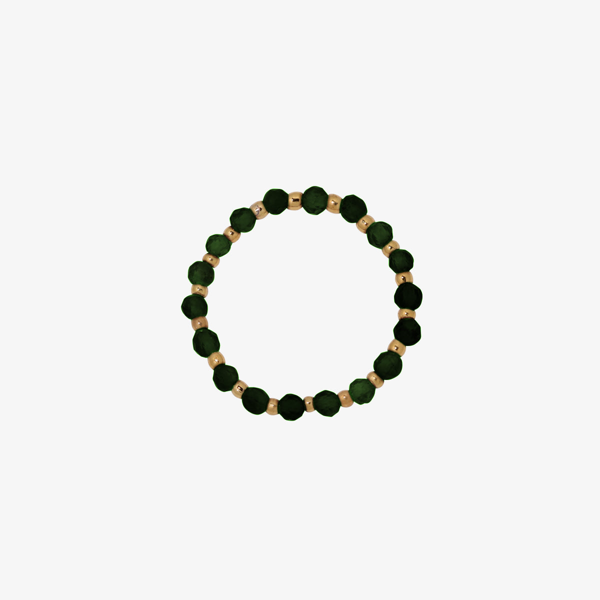 Stretchy Gemstone Ring featuring semi-precious gemstones and delicate sterling silver plated beads, offering a comfortable fit with a touch of refined elegance.