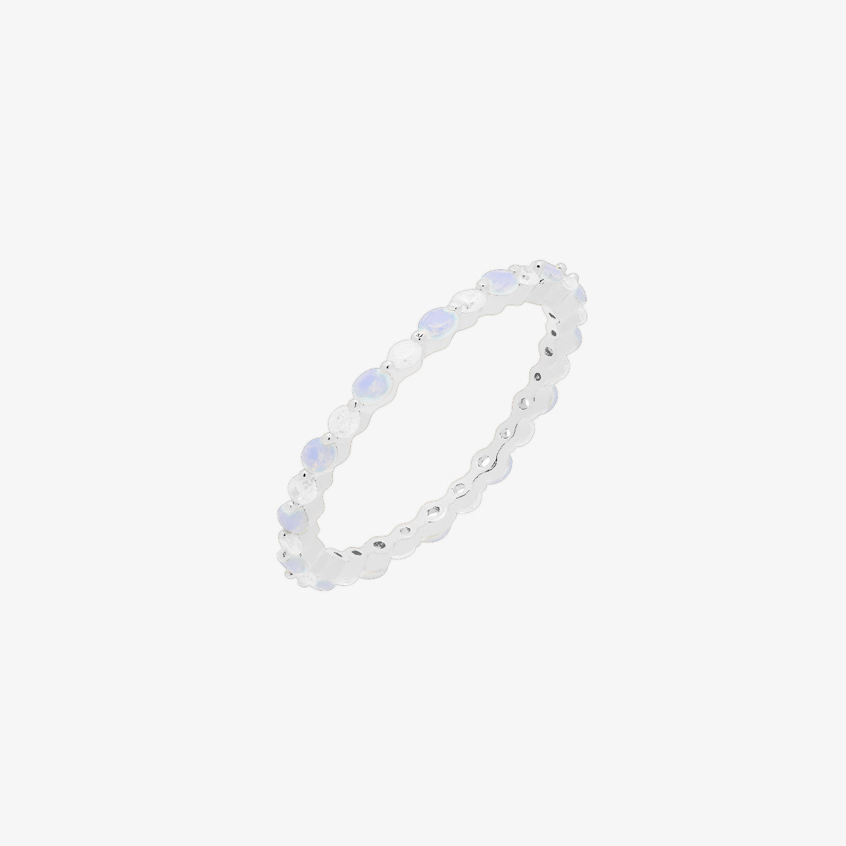 Baby Blue Moonstone ring in rhodium plated by nabilondon jewellery based in london