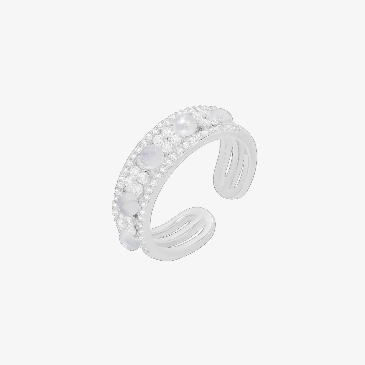 Moonstone flower layered ring